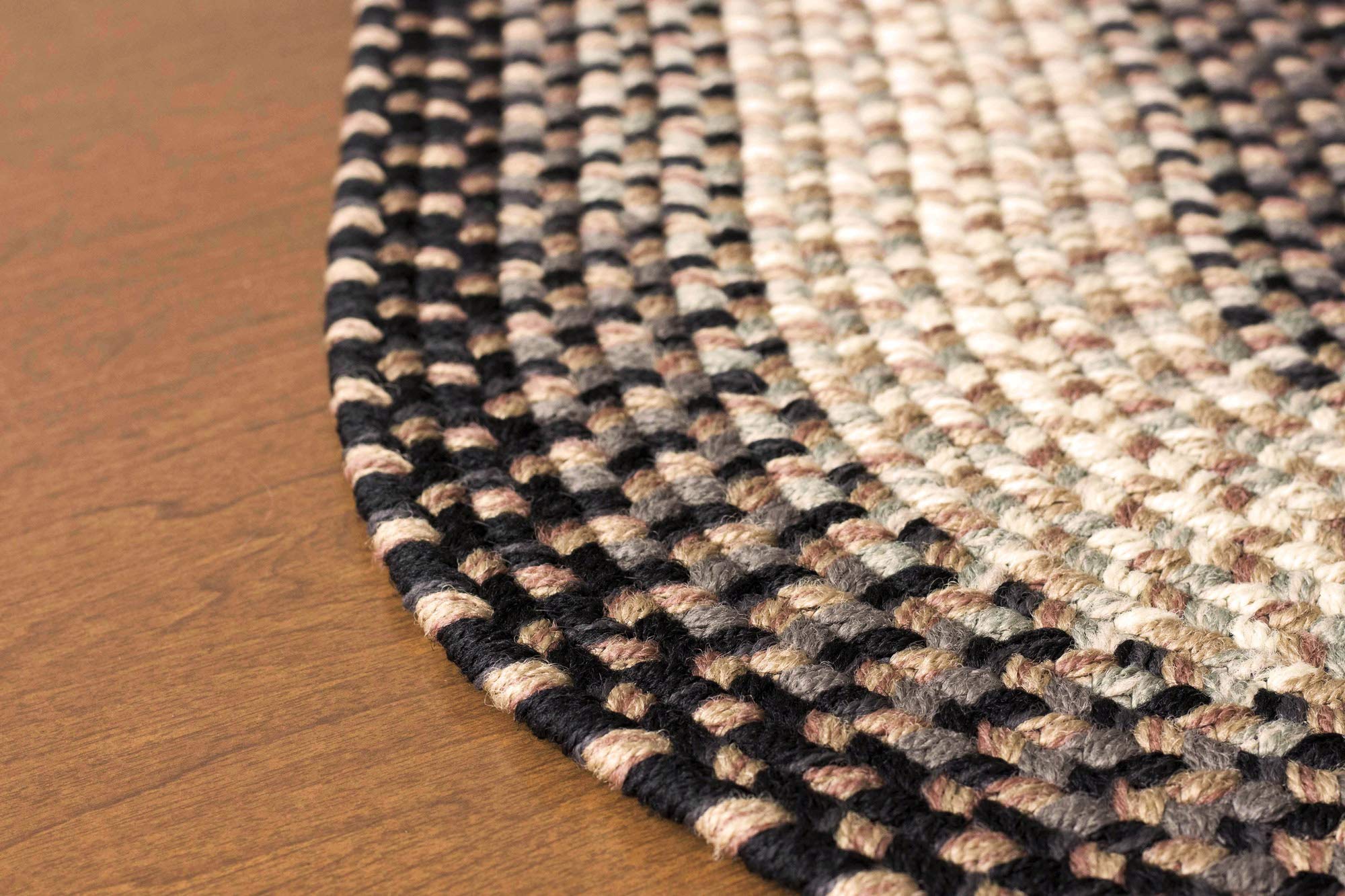 Super Soft Braided Oval Area Rug 2'x4' - Black/Gray/Gold Woven Indoor Outdoor Rug for Hallway, Living Room & Patio - Hartford Primitive Decor Carpet Runner