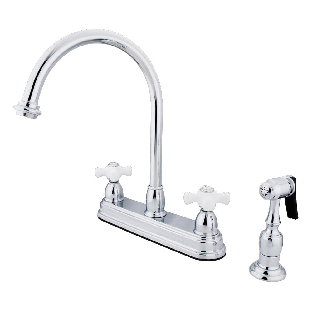 Kingston Brass KB3758PXBS Restoration Centerset Kitchen Faucet - Vintage Style Pull-Down Sprayer, Oil-Rubbed Bronze Finish for Farmhouse & Modern Kitchens