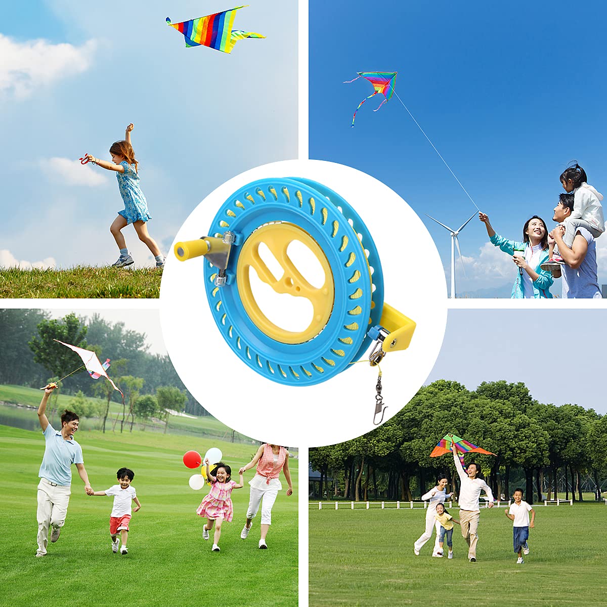 Professional Outdoor Kite String Winder with Scroll Wheel Lock - 6.2 Inch Blue Kite Line Reel for Easy Flight Control | Perfect for Beach, Park & Family Outdoor Activities