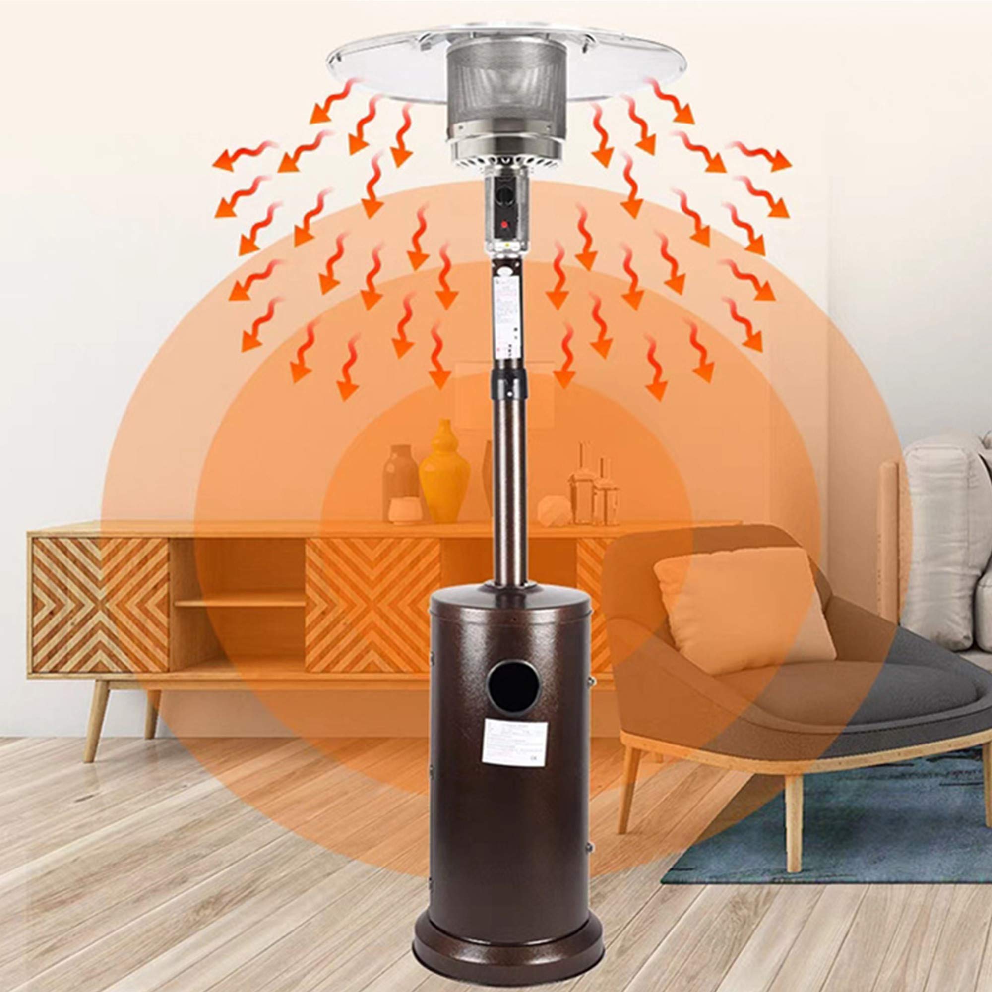 13KW Freestanding Propane Patio Heater - Stainless Steel Outdoor Gas Heater for Garden, Deck & Backyard - Compatible with 20LB Tank - Perfect for Parties, Restaurants & Cold Weather Use