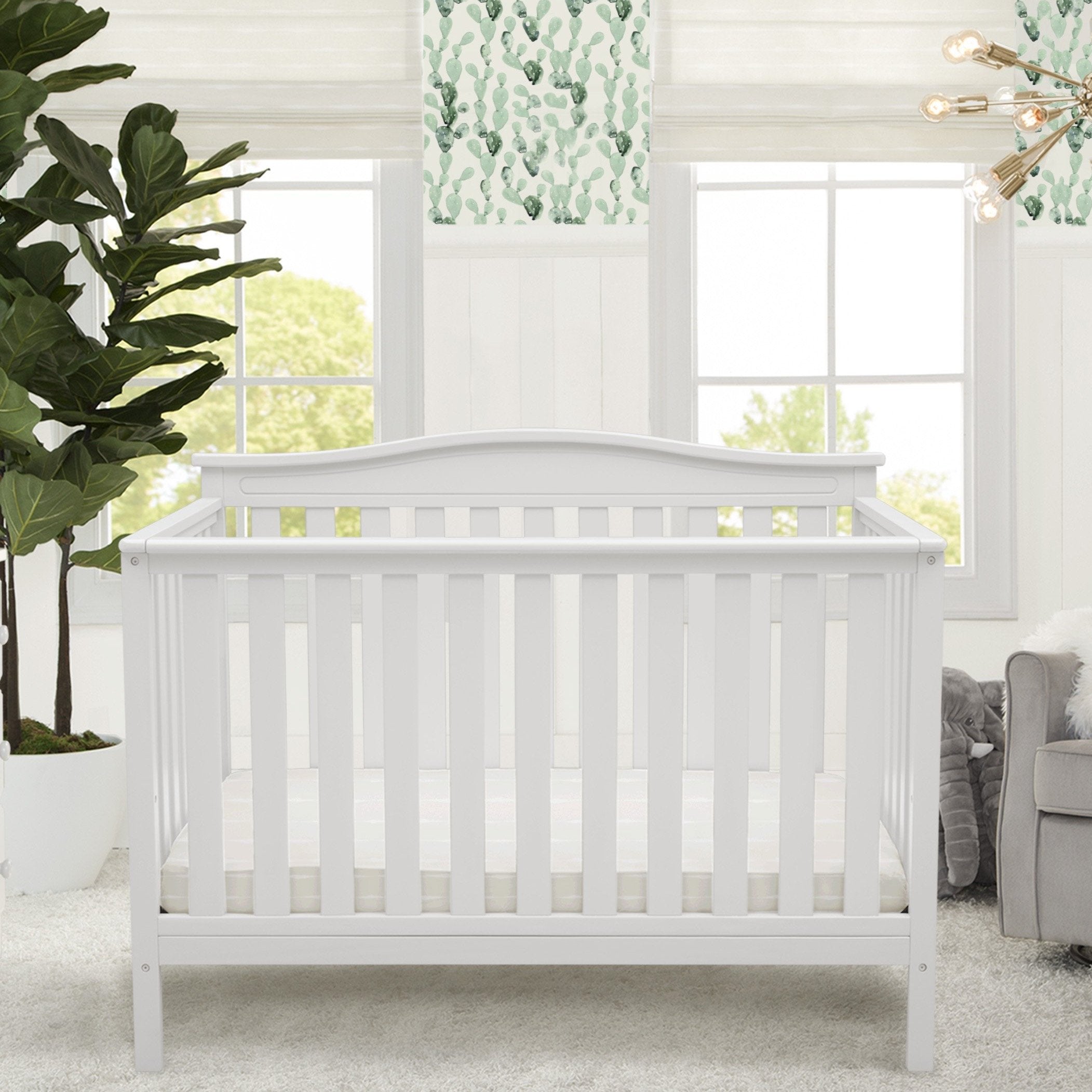 4-in-1 Convertible Baby Crib with Toddler Bed - White Nursery Furniture for Newborn to Kids Room | Perfect for Daycare, Nursery & Bedroom Decor