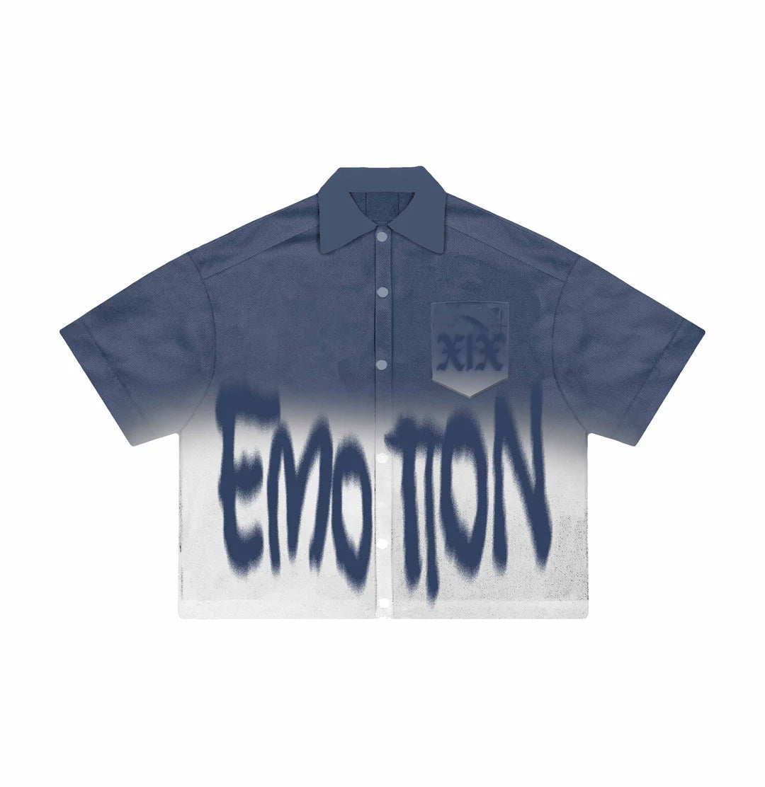 Mixed Emotion Blue 'XIX' Button Up Shirt for Men - Stylish Casual Wear for Parties, Dates & Everyday Outfits