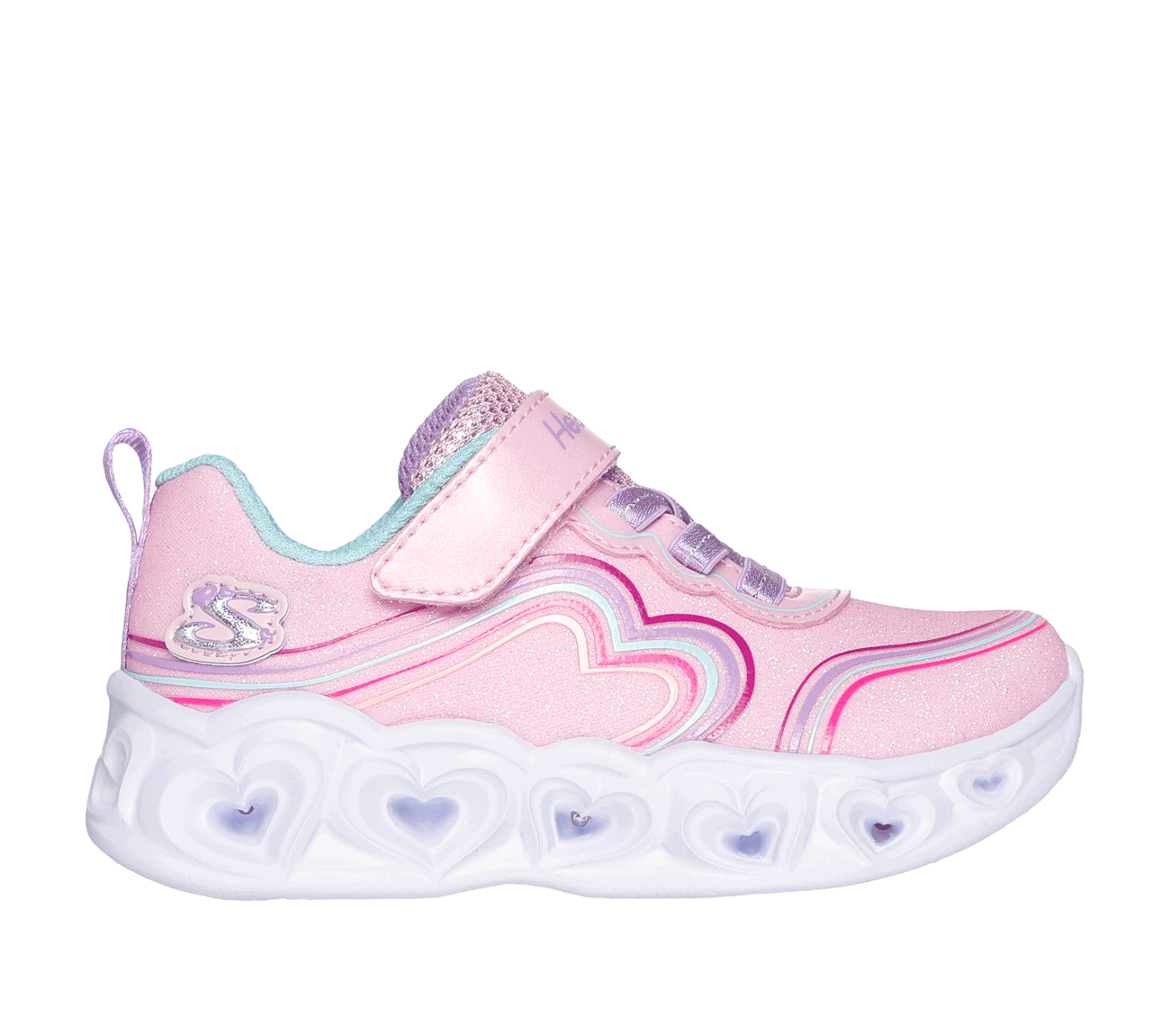 SKECHERS Heart Lights Sneakers for Women - Light Pink Multi Color LED Light Up Shoes for Running, Walking & Casual Wear - Perfect for Night Jogging, Gym & Outdoor Activities