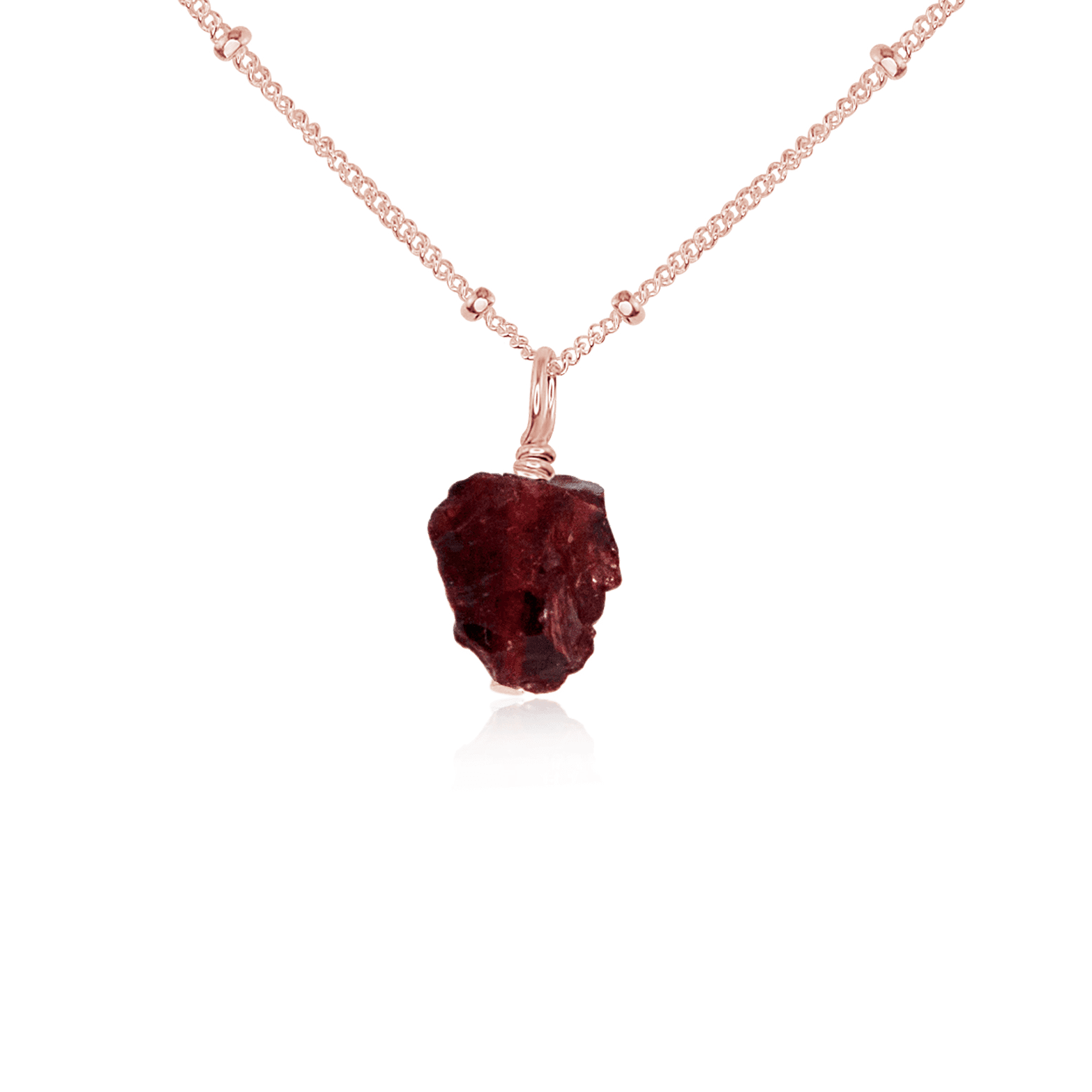 Natural Tiny Raw Garnet Pendant Necklace for Women - Bohemian Crystal Jewelry Gift for Birthday, Valentine's Day | Perfect for Layering, Everyday Wear & Special Occasions