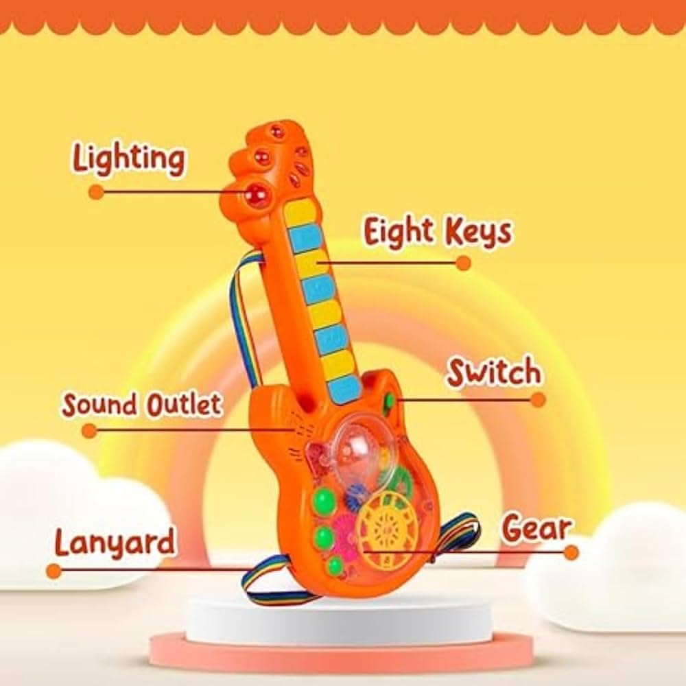 Kridha Battery-Powered Musical Guitar Toy with LED Lights - Multicolor | Fun Electronic Instrument for Kids, Birthday Gifts & Early Music Education