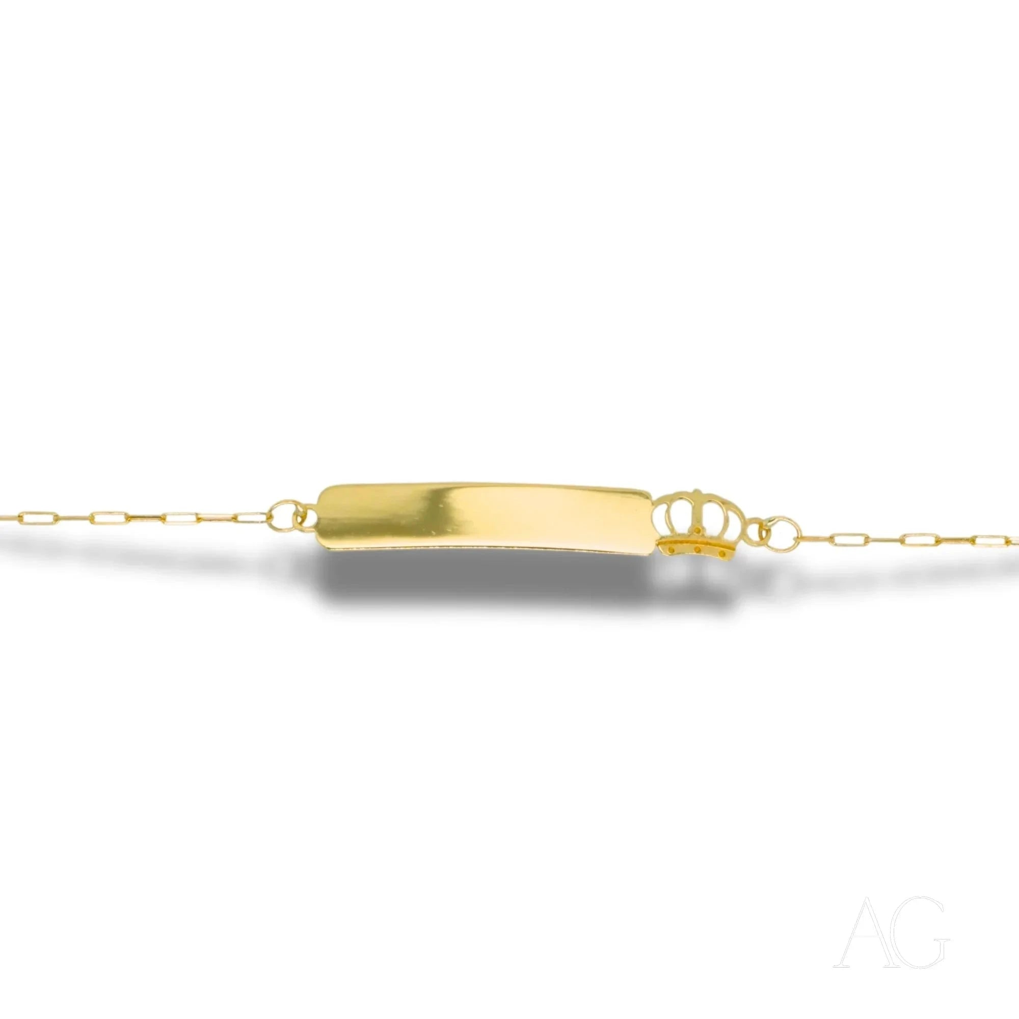 18K Solid Gold ID Bracelet with Crown Motif - Elegant & Regal Jewelry for Women, Perfect for Gifts, Special Occasions & Everyday Luxury