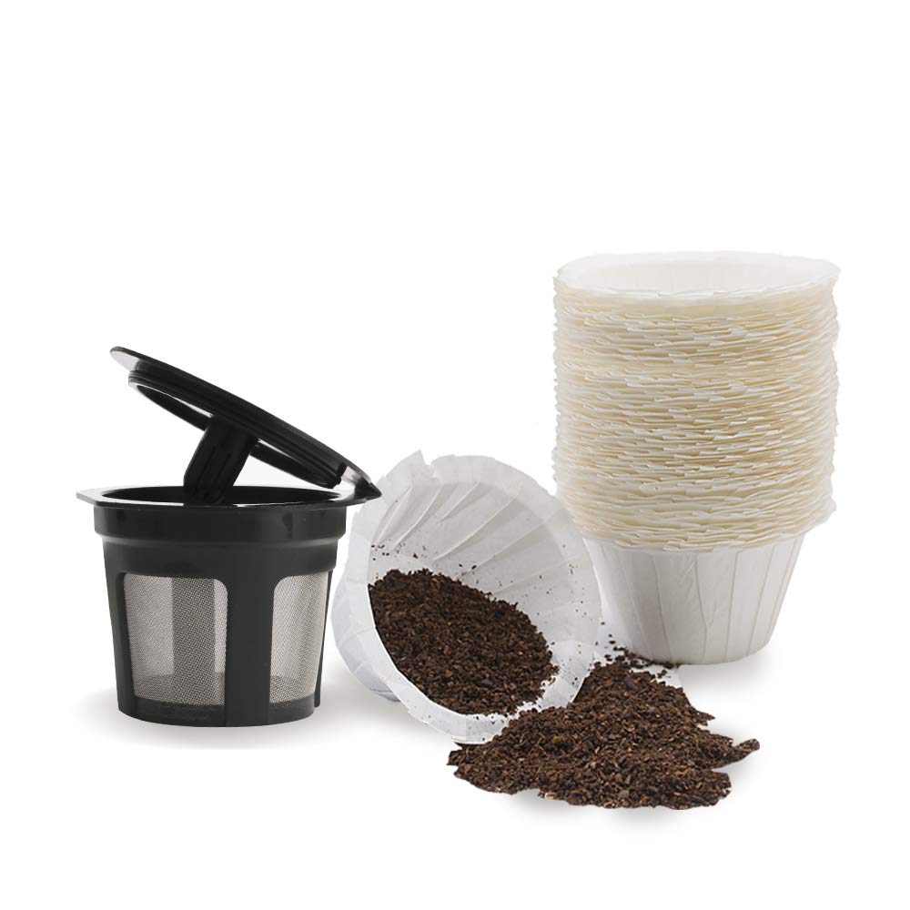 Reusable Stainless Steel Mesh K Cup & K Carafe Coffee Filter Pod with Disposable Paper Filters - Compatible with Keurig 2.0 & 1.0 Brewers - Perfect for Home, Office & Travel Coffee Brewing