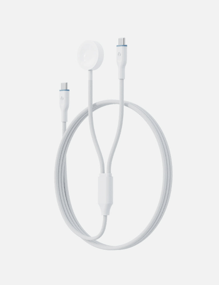 2-in-1 USB C to USB C Cable with Built-in Smartwatch Charger - Fast Charging for Phones, Tablets & Smartwatches - Perfect for Travel, Office & Home Use