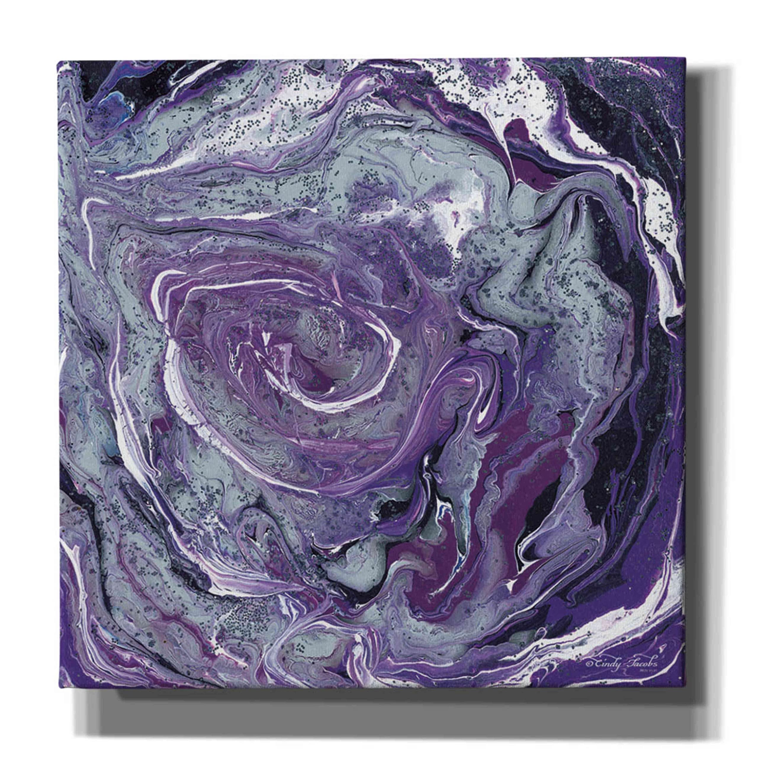 Abstract in Purple II by Cindy Jacobs - Modern Graffiti Canvas Wall Art 12x12 Inches - Perfect for Living Room, Bedroom & Office Decor