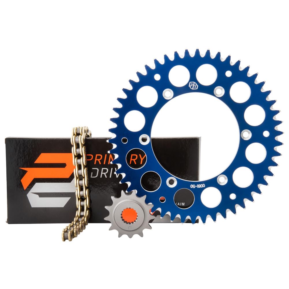 High-Quality Alloy Kit & Gold X-Ring Chain Blue Rear Sprocket - Durable Motorcycle Drive System Upgrade for Harley, Honda, Yamaha - Perfect for Off-Road, Racing & Custom Bike Builds