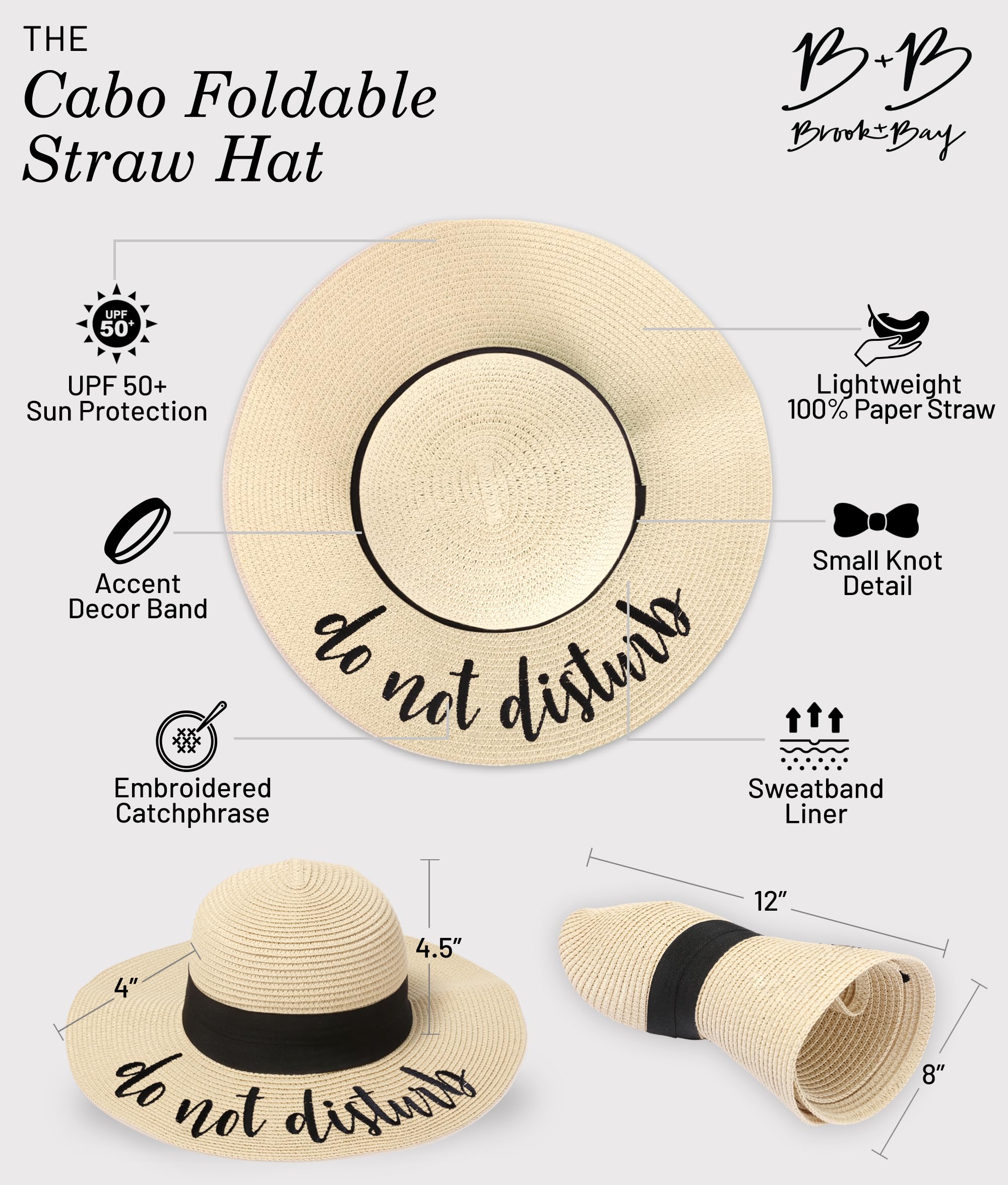 Foldable Beach Hats for Women - Floppy Sun Hat, Roll-Up Straw Hat for Summer Vacation & Beach Wide Brim Hat | UV Protection Sun Hat for Outdoor, Travel, Pool Party, and Seaside Activities