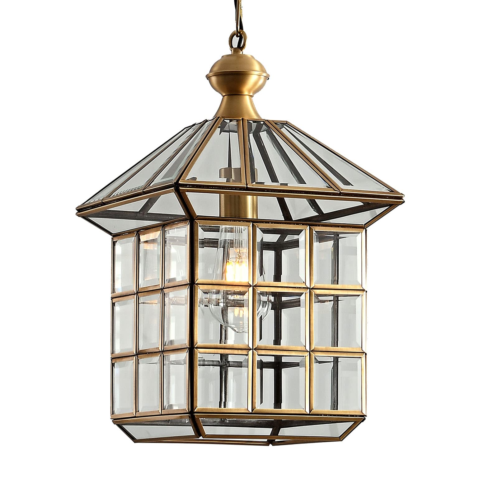 Milaii Copper Brass Outdoor Pendant Lights - Waterproof Hanging Porch Light Fixture with Clear Glass, Exterior Lantern for Patio, Garden, Deck, Entryway, Kitchen & Dining Room | Weather-Resistant Outdoor Lighting for Home & Commercial Spaces
