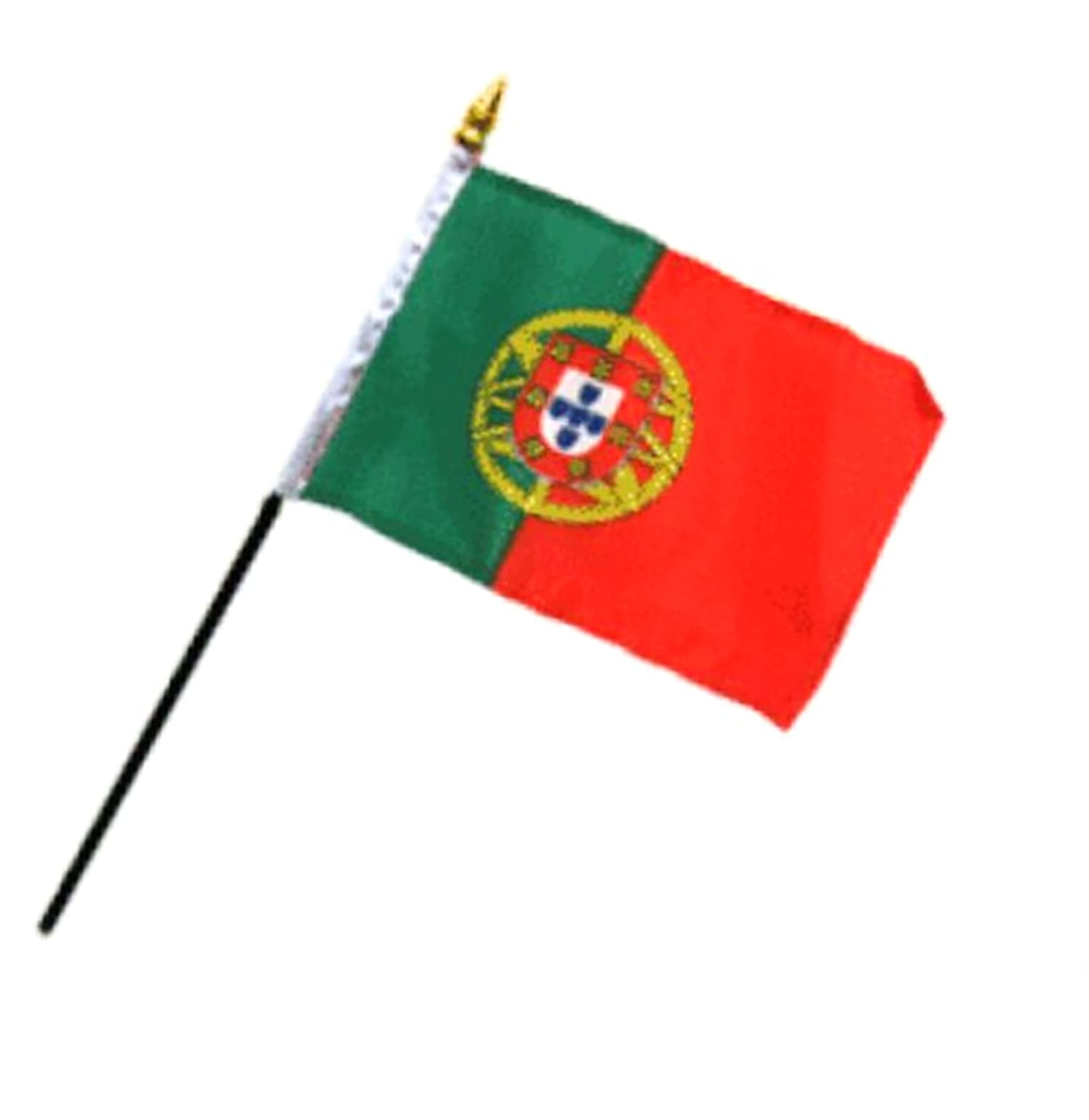 Premium 12-Pack Portugal 4x6 Inch Mini Desk Flags - All-Weather Polyester for Indoor/Outdoor Use - Perfect for Office Decor, World Cup Parties, Sporting Events & International Celebrations
