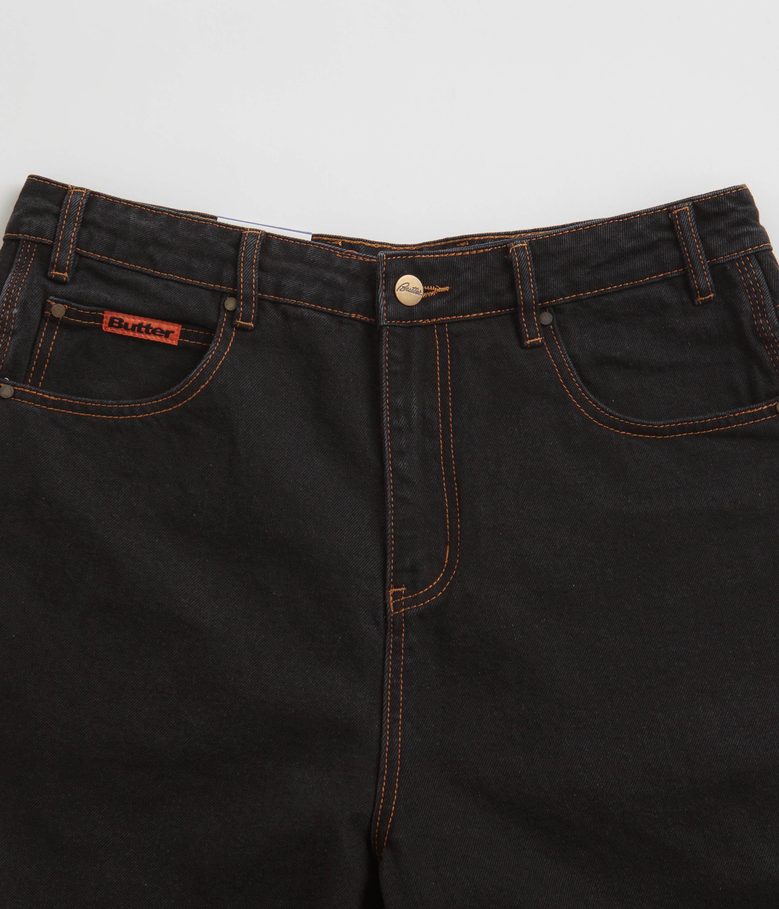 Butter Goods Baggy Denim Shorts for Men - Washed Black Distressed Denim Shorts | Casual Streetwear, Summer Outfits & Beach Style