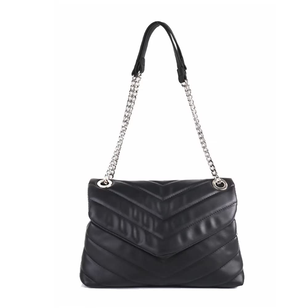 Stylish Women's Crossbody Bag with Adjustable Chain Strap - Lightweight Quilted PU Leather Shoulder Purse for Everyday Use, Work & Travel