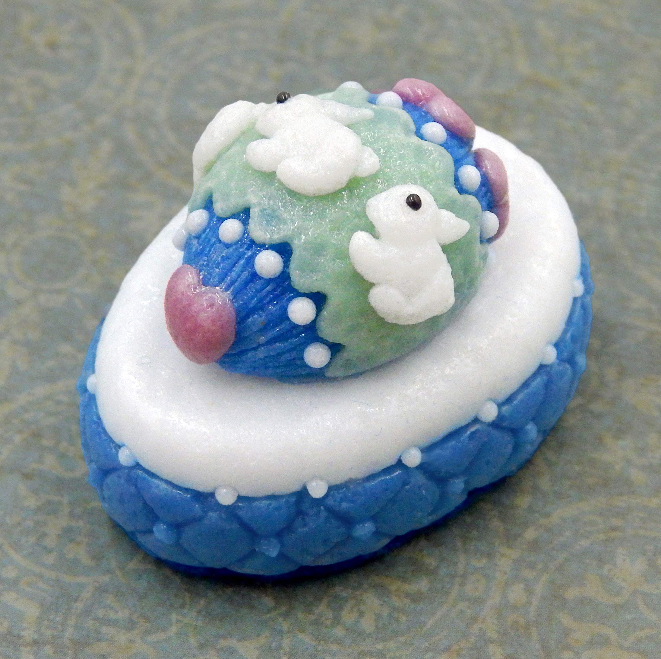 Handmade Art Glass Petit Four Bunny Rabbit Egg - Easter Décor Gift for Home, Party, and Holiday Display