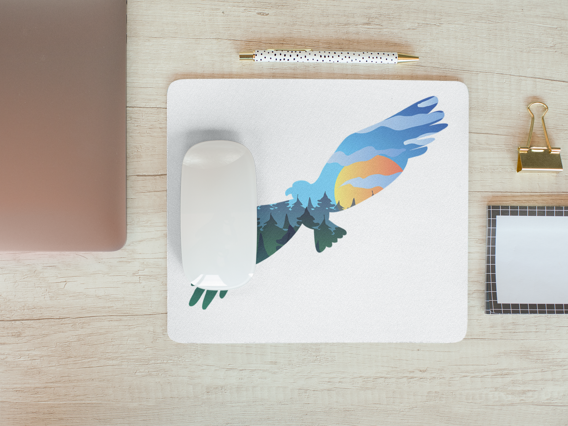 Premium Flying Eagle Mountain Scene Mouse Pad - Large Horizontal Gaming & Office Desk Mat for PC, Laptop, Workstation - Perfect for Gamers, Professionals & Home Office Use