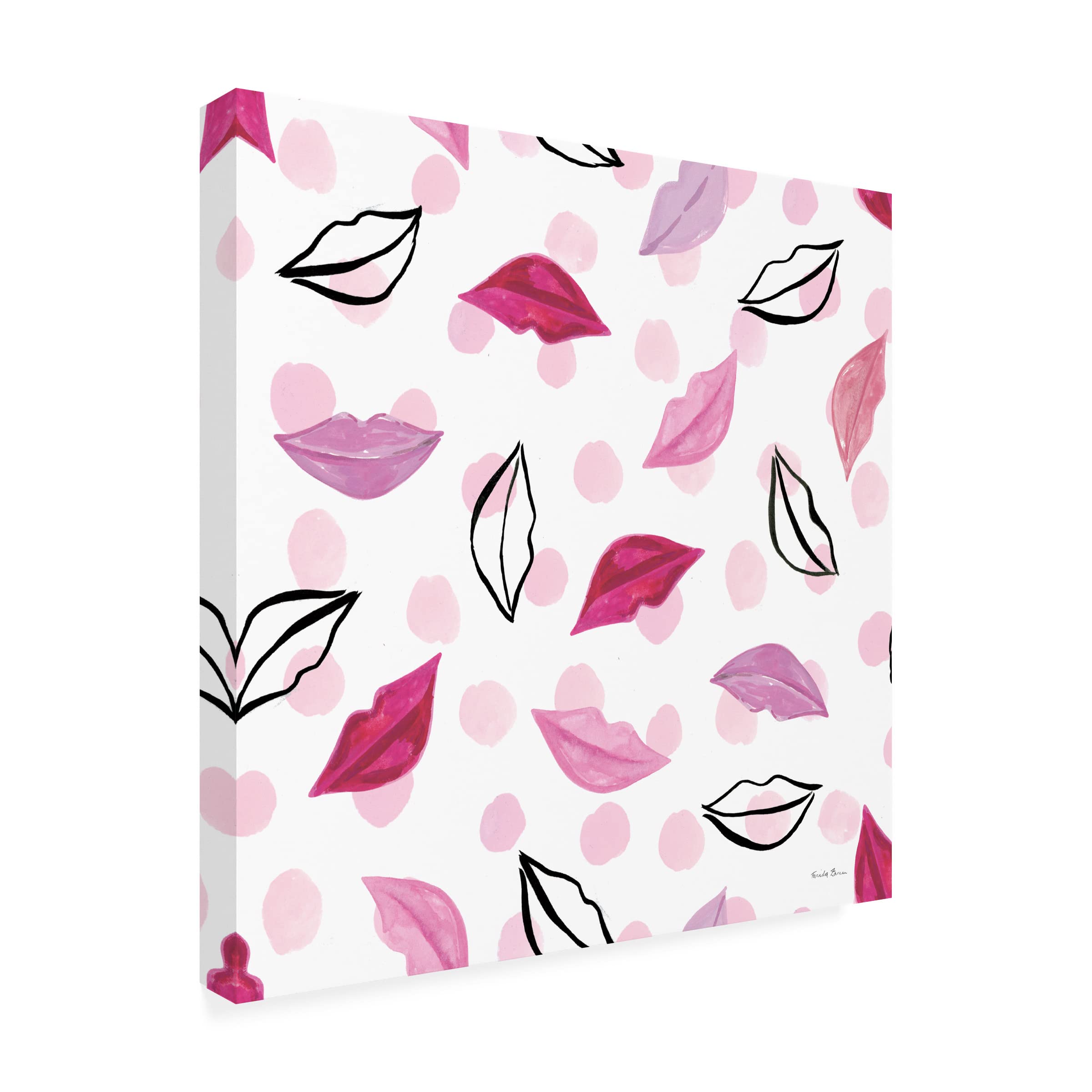 Trademark Fine Art 'Think Pink Pattern III' Canvas Art by Farida Zaman - Modern Pink Floral Wall Decor for Living Room, Bedroom & Office