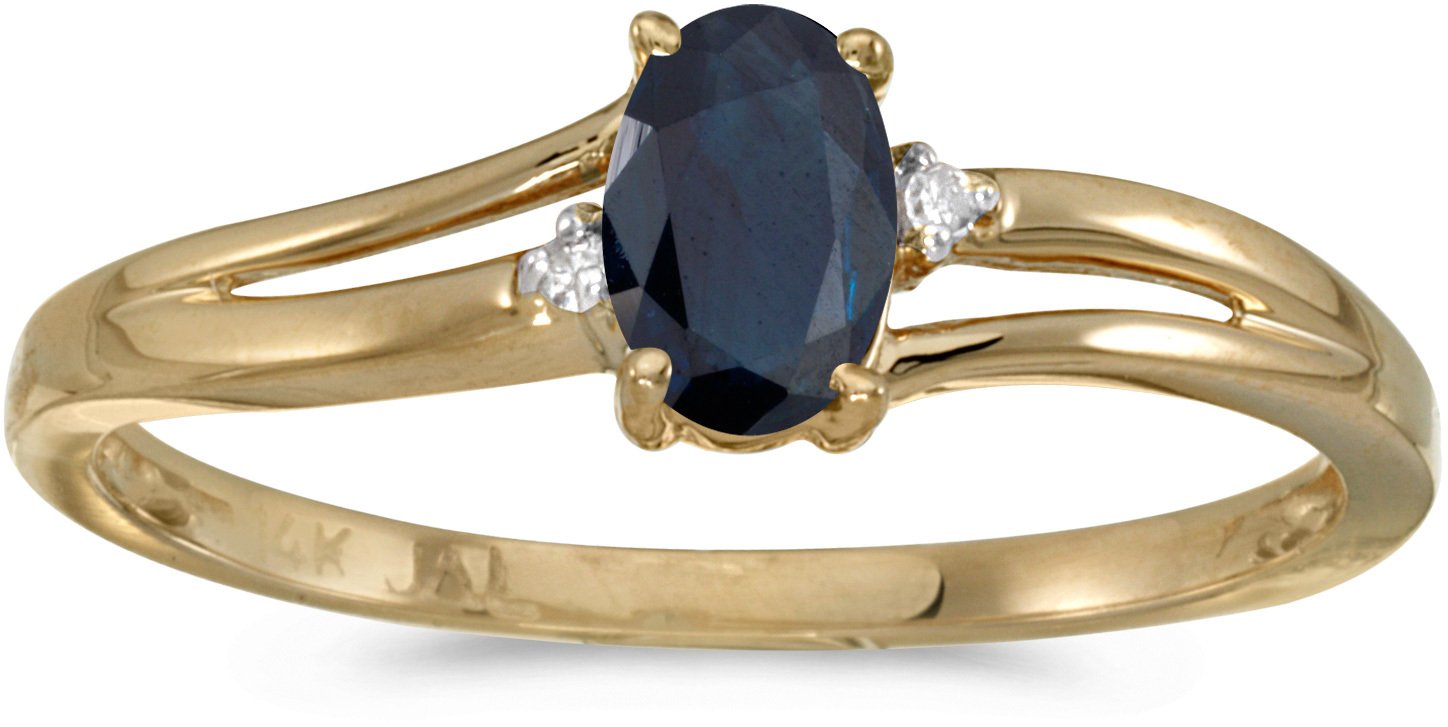 14K Yellow Gold Oval Sapphire and Diamond Ring for Women - Elegant Engagement, Wedding, Anniversary Gift - Perfect for Proposals, Bridal Jewelry, and Special Occasions