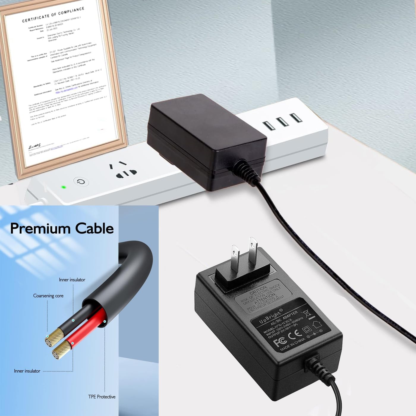 UpBright 12V AC/DC Power Adapter Replacement for Motorola DCX & VIP Series Cable Boxes - Compatible with DCX3200/3501/3510/3600, RNG XG1, AT&T U-Verse VIP2200/2250/1250 - Perfect for Home Theater & HD DVR Setup