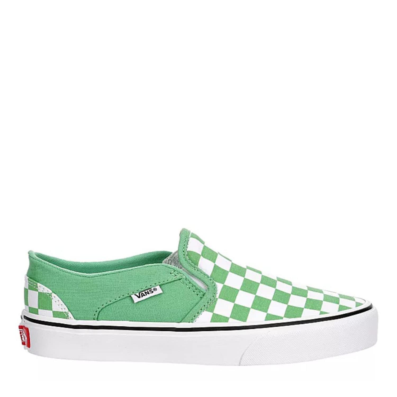 Vans Unisex Asher Checkerboard Slip-On Sneakers - Summer Green | Classic Checkerboard Design | Comfortable Casual Shoes for Men & Women | Perfect for Streetwear, Skateboarding & Everyday Wear
