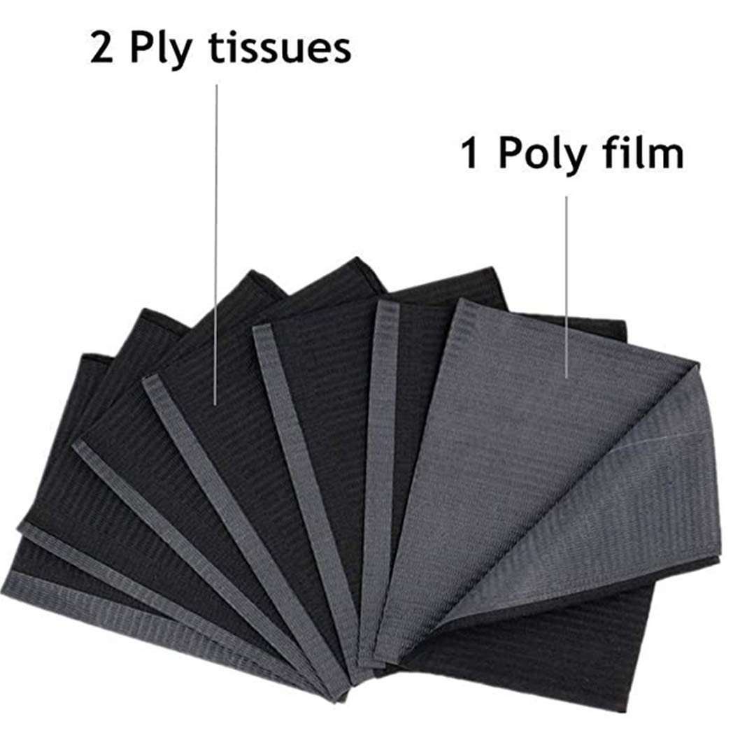 100PCS Disposable Dental Bibs - Waterproof Patient Bibs for Dental Clinics, Tattoo Shops & Medical Use - Black Paper Towel Bibs for Hygiene & Protection - Perfect for Dental Procedures, Tattoo Sessions & Medical Examinations