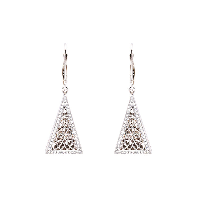 Celtic Triangle Sterling Silver Earrings for Women - Elegant Irish Knot Design Hypoallergenic Stud Earrings - Perfect for St. Patrick's Day, Weddings & Everyday Wear