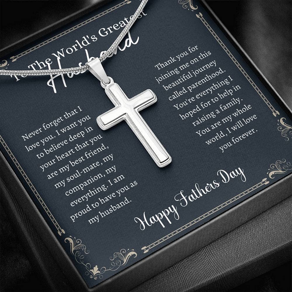 Handmade Cross Necklace for Husband - Unique Father's Day Gift from Wife, Personalized Anniversary Present for Him - Perfect for Weddings, Anniversaries & Special Occasions