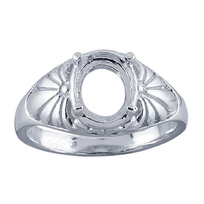 8x6mm Sterling Silver Oval Ring Mounting for Faceted or Cabochon Stones - 4 Prong Blank Ring Size 7 - Perfect for Engagement, Wedding, or Gift Jewelry Making