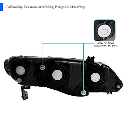 Spec-D Tuning Black Headlights for 2006-2011 Honda Civic 4-Door Sedan - Left & Right Pair Headlight Assembly - Upgrade Your Ride with Stylish Nighttime Visibility