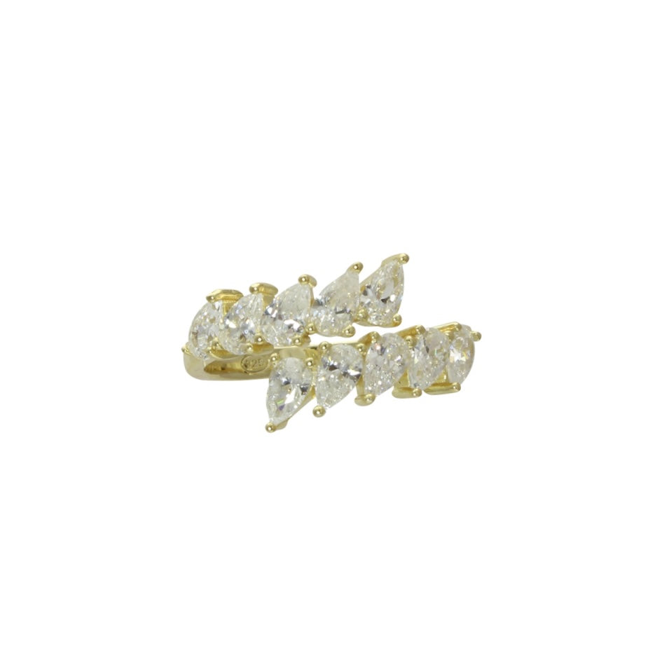 Pear-Shaped Stone Wrap Ring for Women - Elegant Adjustable Stackable Boho Jewelry for Everyday Wear & Special Occasions