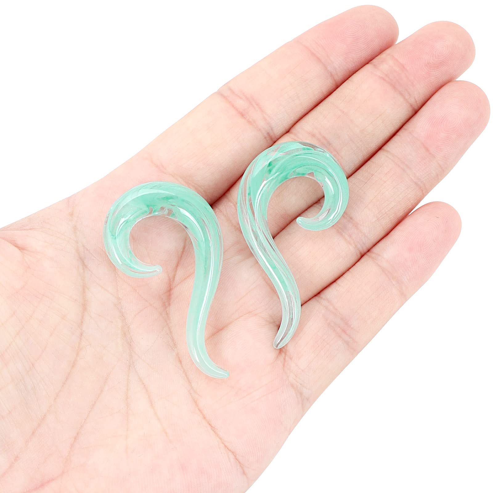 Oyaface 2 Piece Glass Ear Tapers and Plugs 8G to 00G Seahorse Spiral Gauges - Stretching Body Jewelry for Ear Piercing - Perfect for Daily Wear, Parties and Alternative Fashion Styles