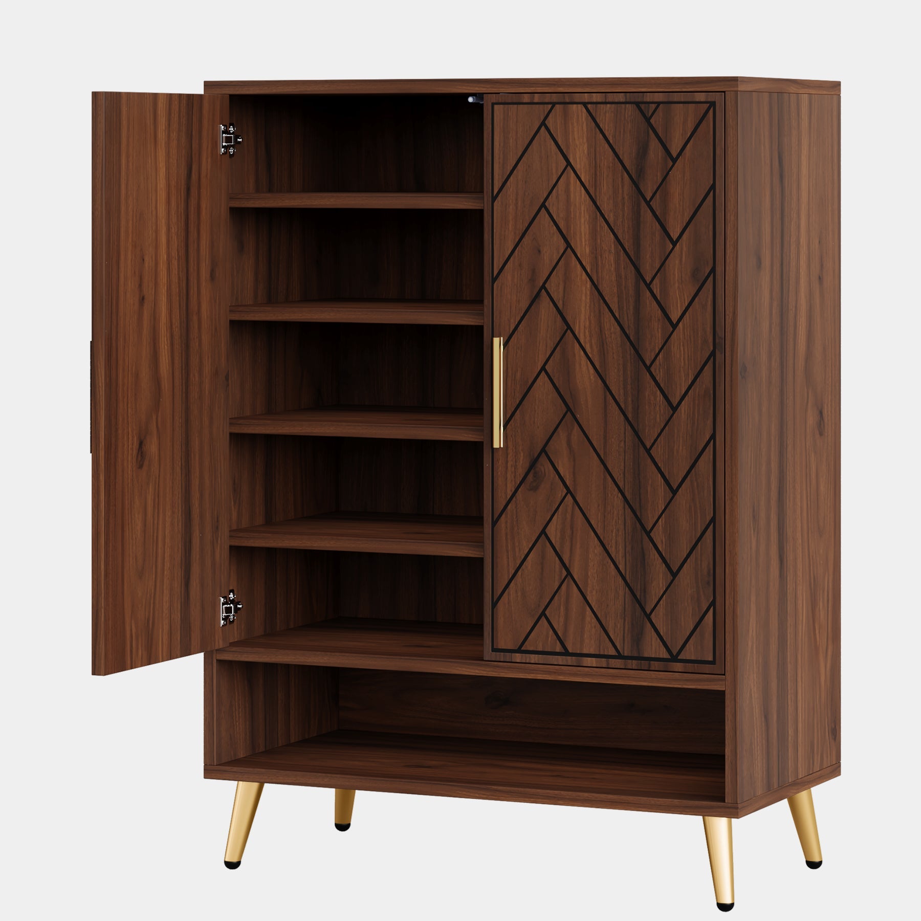 6-Tier Wooden Shoe Cabinet with Adjustable Shelves - Space Saving Shoe Storage Organizer for Entryway, Closet & Bedroom