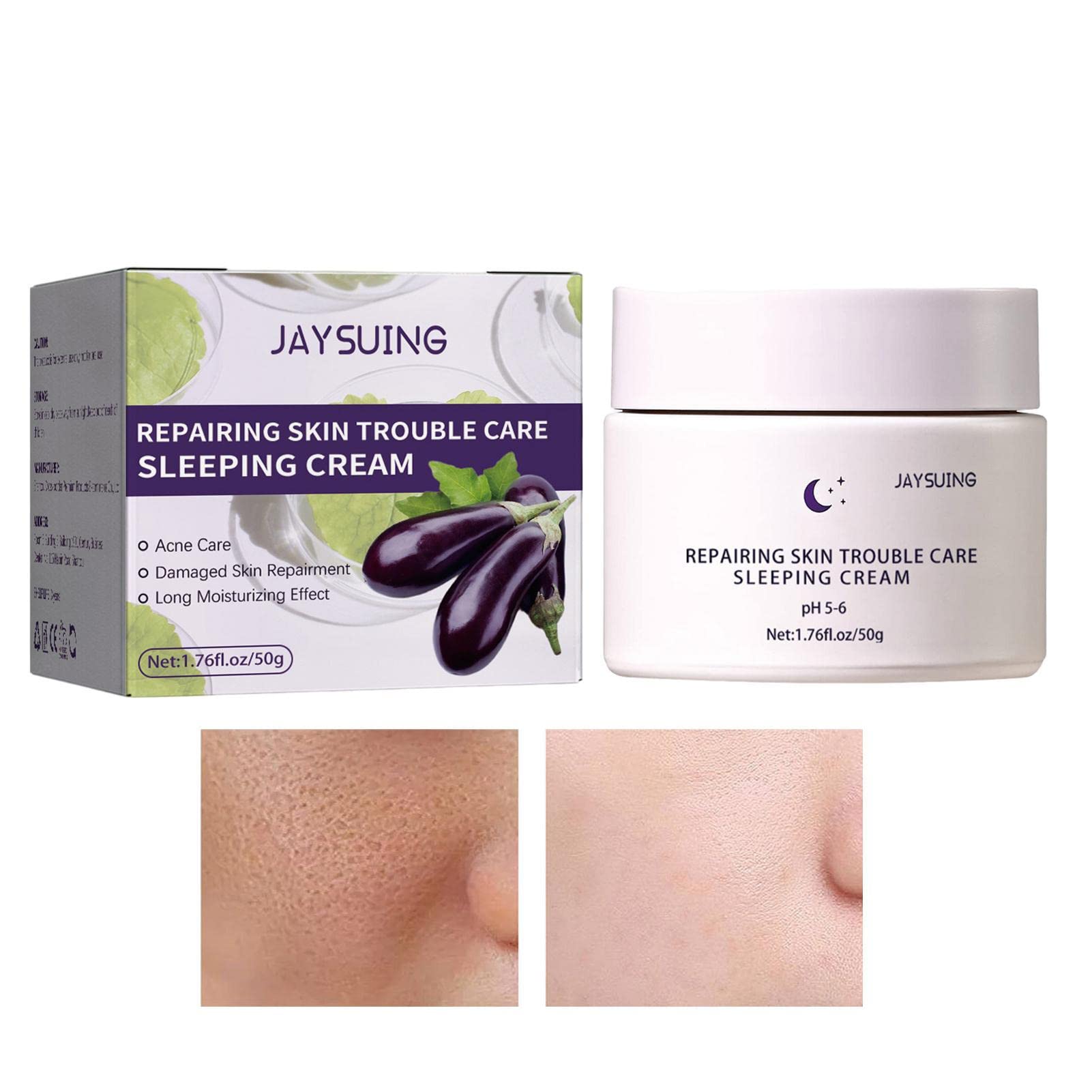 Overnight Sleeping Cream for Face - 1.76 Oz Hydrating Night Moisturizer with Aloe Vera Extract | Anti-Aging, Firming & Wrinkle Reduction | Perfect for Dry Skin & Nighttime Skincare Routine