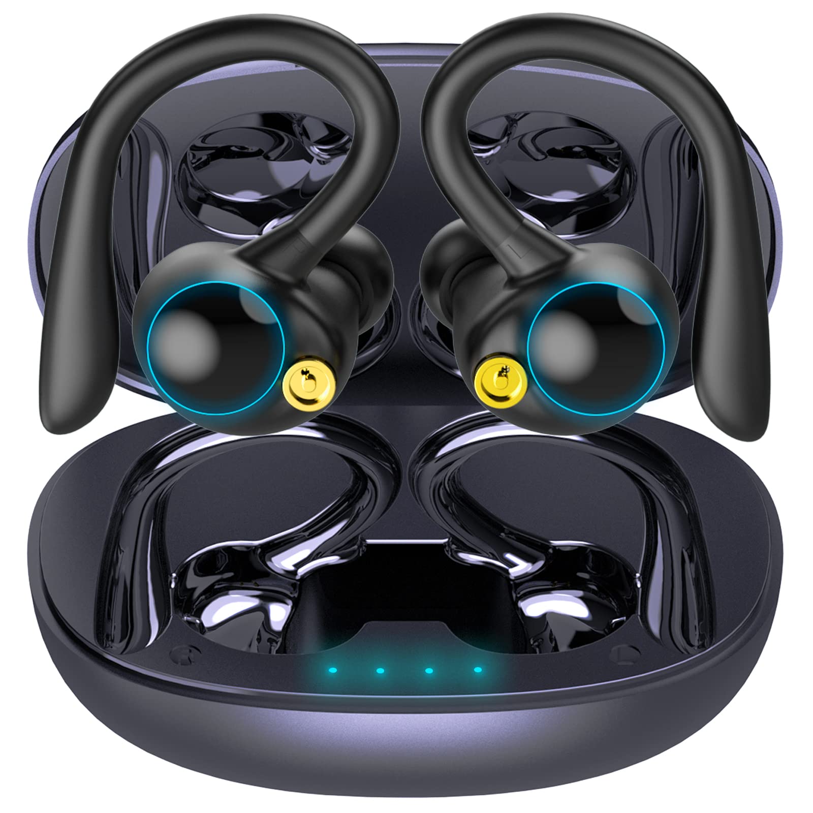 Wireless Bluetooth 5.2 Earbuds with Noise Cancelling, IPX7 Waterproof Sport Headphones - 70H Playtime & Charging Case | Perfect for Running, Gym Workouts & Travel