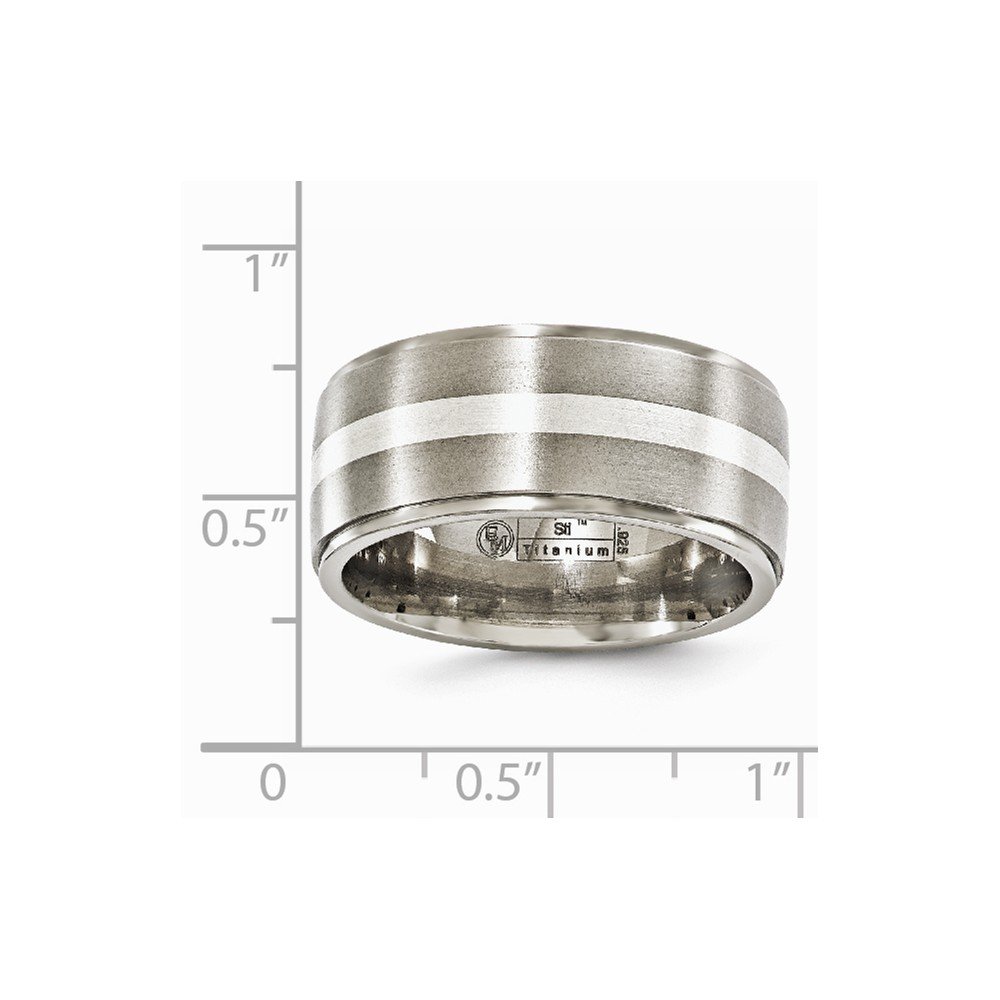 Titanium & 925 Sterling Silver Men's Wedding Band Ring - 10mm Classic Plain Design for Men - Perfect for Engagement, Anniversary, and Everyday Wear