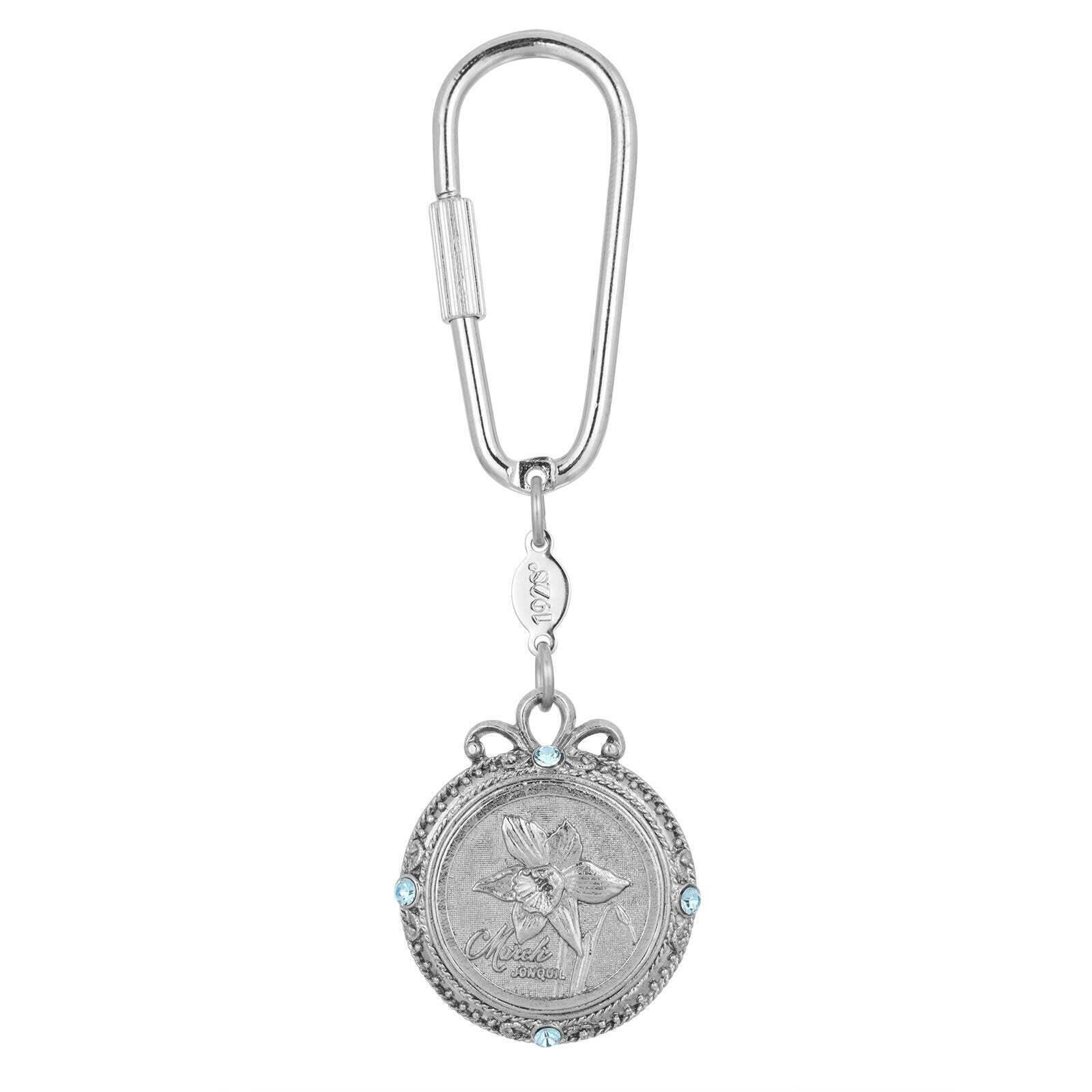 1928 Jewelry Crystal Flower of The Month Carabiner Keychain - Elegant Birthstone Key Ring for Women, Perfect Gift for Birthday, Anniversary & Special Occasions