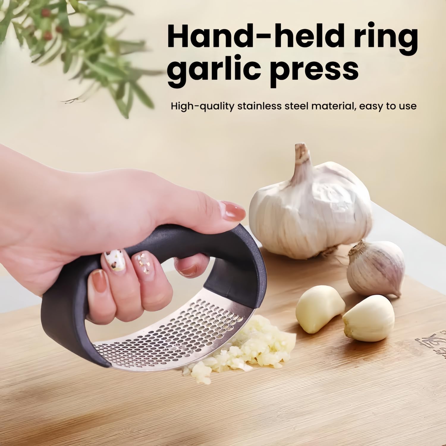 Premium 304 Stainless Steel Garlic Press Rocker - Heavy Duty Garlic Crusher & Mincer for Effortless Peeling - Perfect for Kitchen, Cooking, and Meal Prep