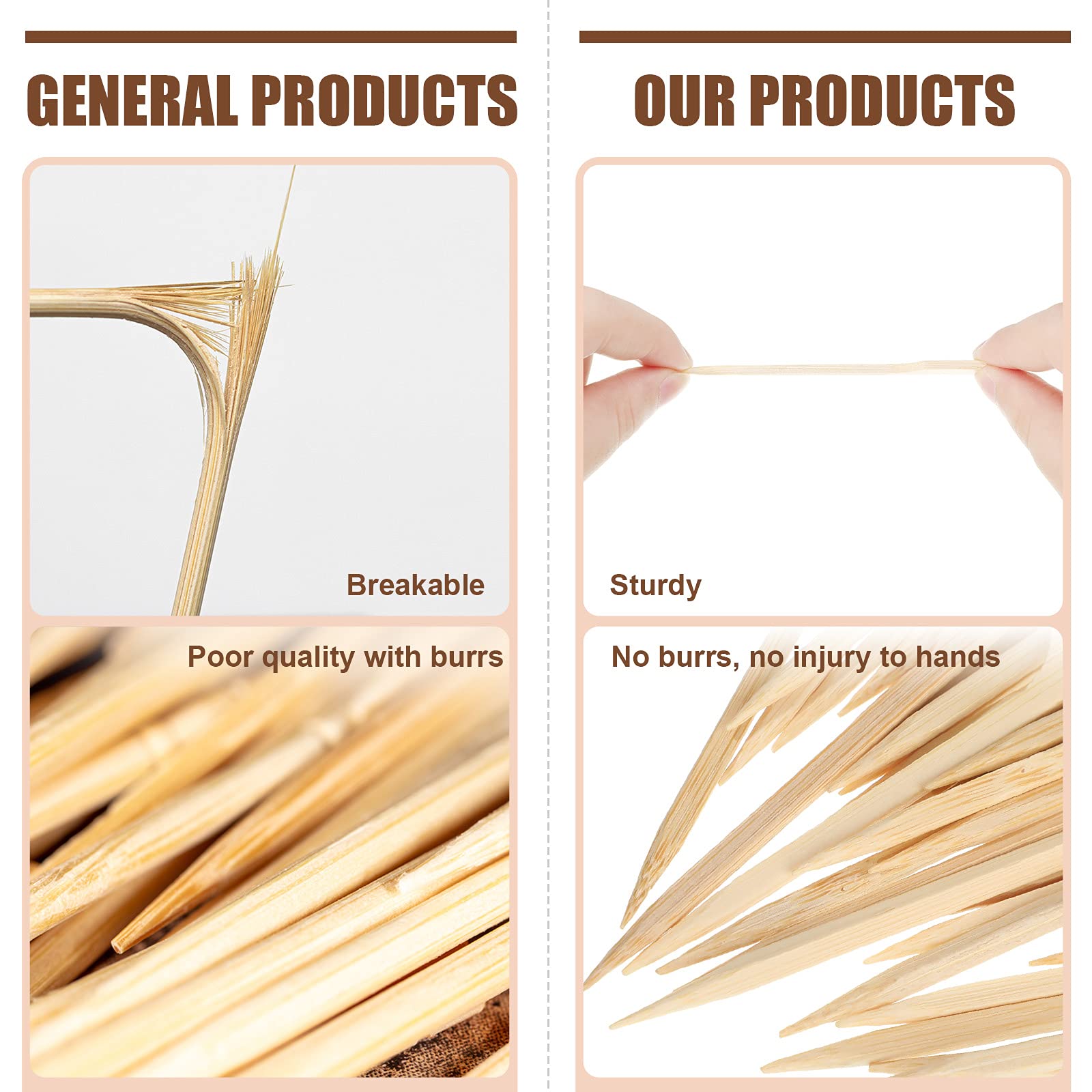 500 Pieces 3.5 Inch Bamboo Skewers - Wooden Cocktail Toothpicks & Appetizer Sticks for BBQ, Fruit Platters, Sandwich Picks, Party Snacks - Perfect for Cocktail Parties, Picnics, and Outdoor Gatherings