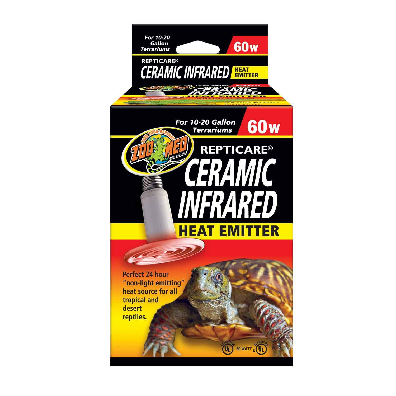 Zoo Med Repticare 60W Ceramic Infrared Heat Emitter for Reptiles - Constant Heat Source for Terrariums, Snake Tanks & Lizard Enclosures