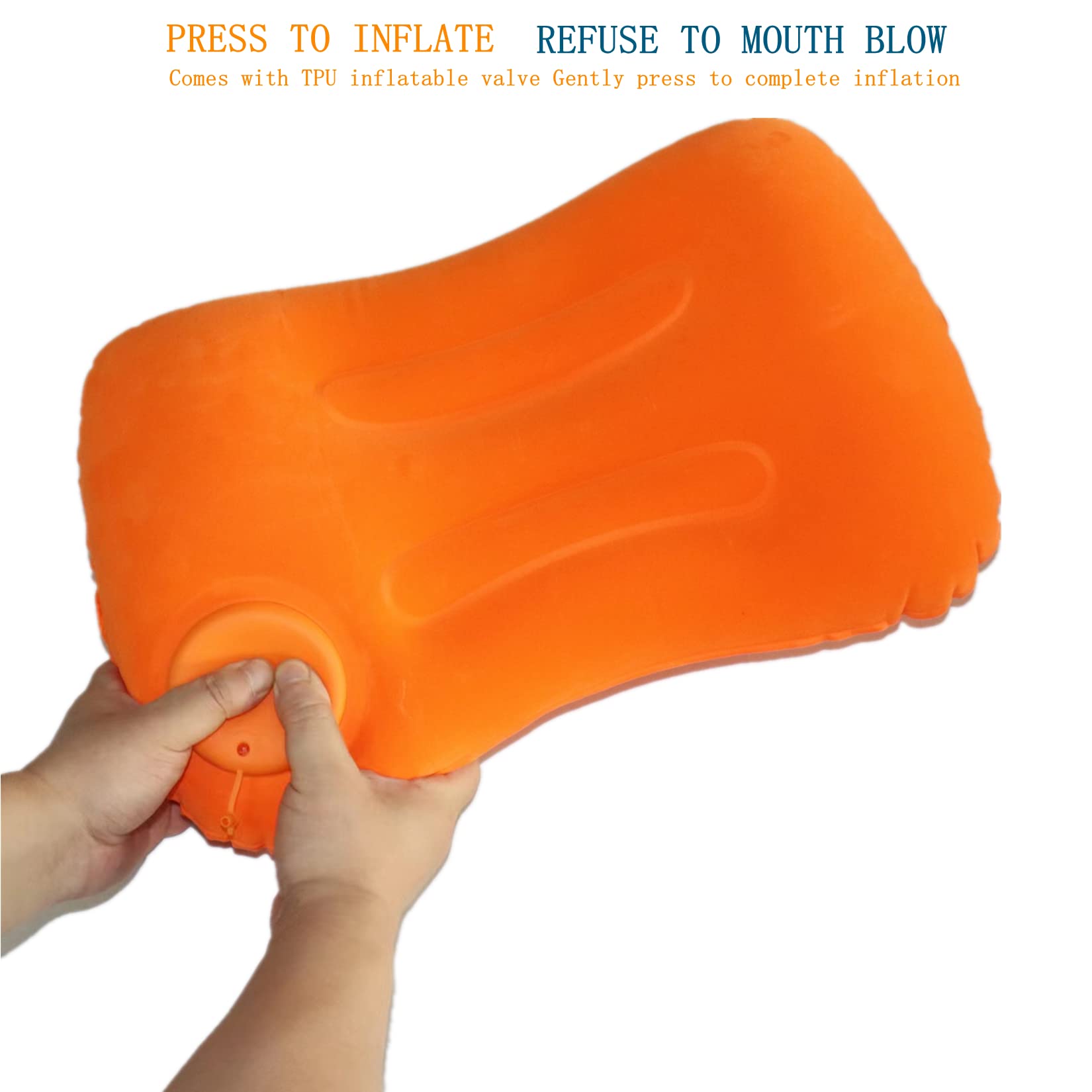 Ultra-Light Inflatable Camping Pillow - 2 Pack Portable Travel Pillow for Backpacking, Hiking & Outdoor Adventures - Comfortable Neck Support for Sleeping (Orange) - Perfect for Camping Trips, Air Travel & Emergency Kits