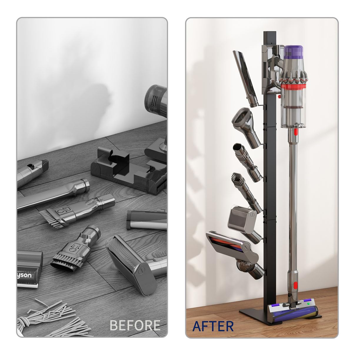Dyson Vacuum Stand Storage Dock Holder - Compatible with V15, V11, V10, V8, V7, V6 Cordless Vacuum Cleaners & Accessories | Wall Mount Organizer for Home Cleaning Tools