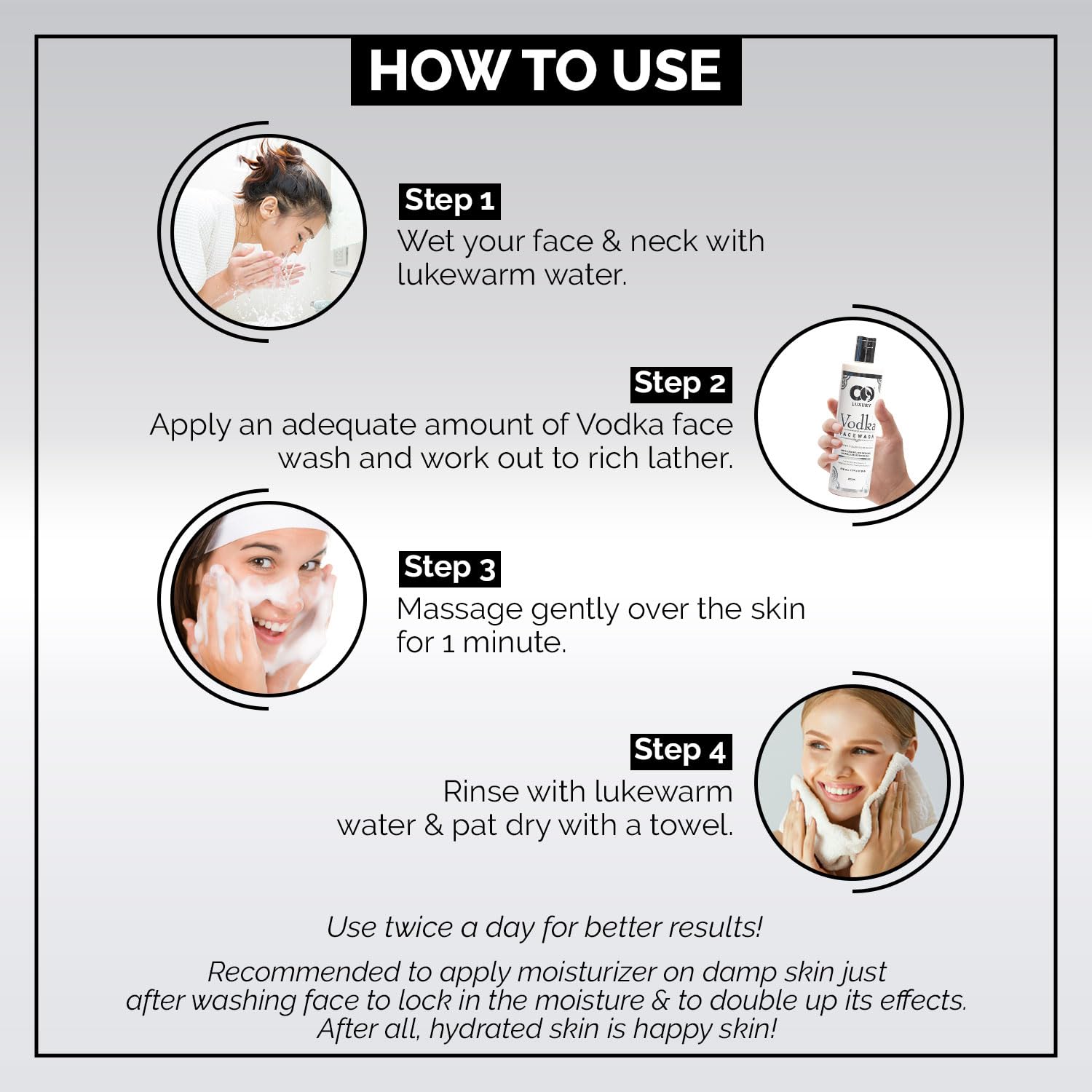 CO LUXURY Vodka Face Wash with Denatured Vodka & 3 Essential Oils | 40% Stronger & More Effective | SLS & Paraben Free | Refreshing Facial Cleanser for Men & Women | 200ml | Deep Cleansing for Oily & Acne-Prone Skin | Perfect for Daily Skincare Routine