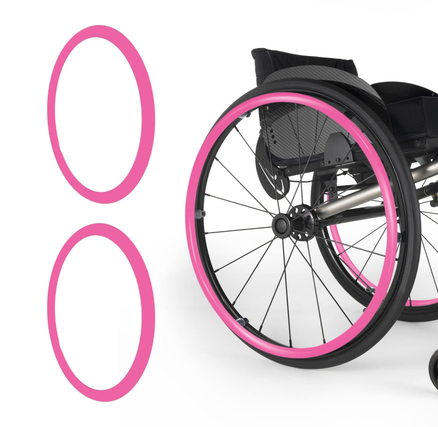 Non-Slip Silicone Wheelchair Push Rim Covers - 24 Inch Hand Grips for Rear Wheels (1 Pair, Pink) - Improve Grip & Comfort for Daily Mobility & Outdoor Activities
