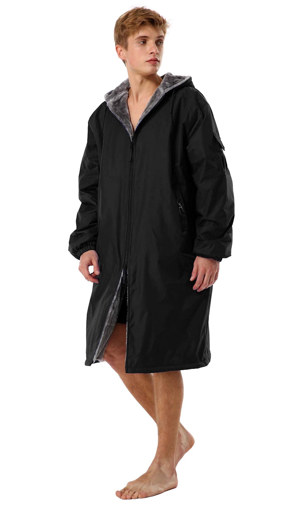 Adoretex Unisex Adult & Youth Faux Fur Lined Swim Parka Jacket - Warm Waterproof Beach Cover Up for Swimming, Surfing & Poolside Relaxation