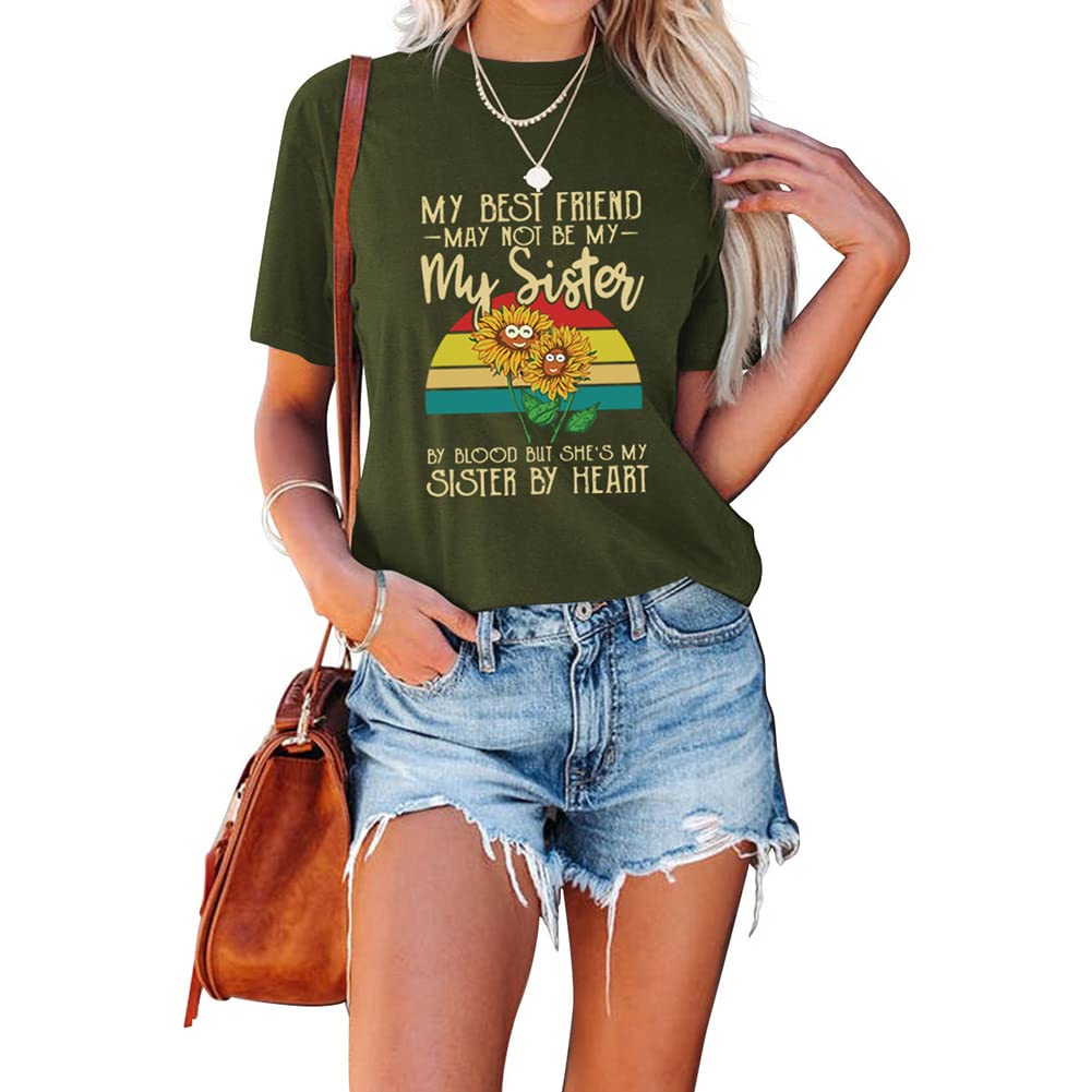 Funny Sunflower Rainbow Graphic Tees for Women - Best Friend & Sister Matching Summer Aesthetic Tops - Perfect for Casual Outings, Beach Days & Family Gatherings