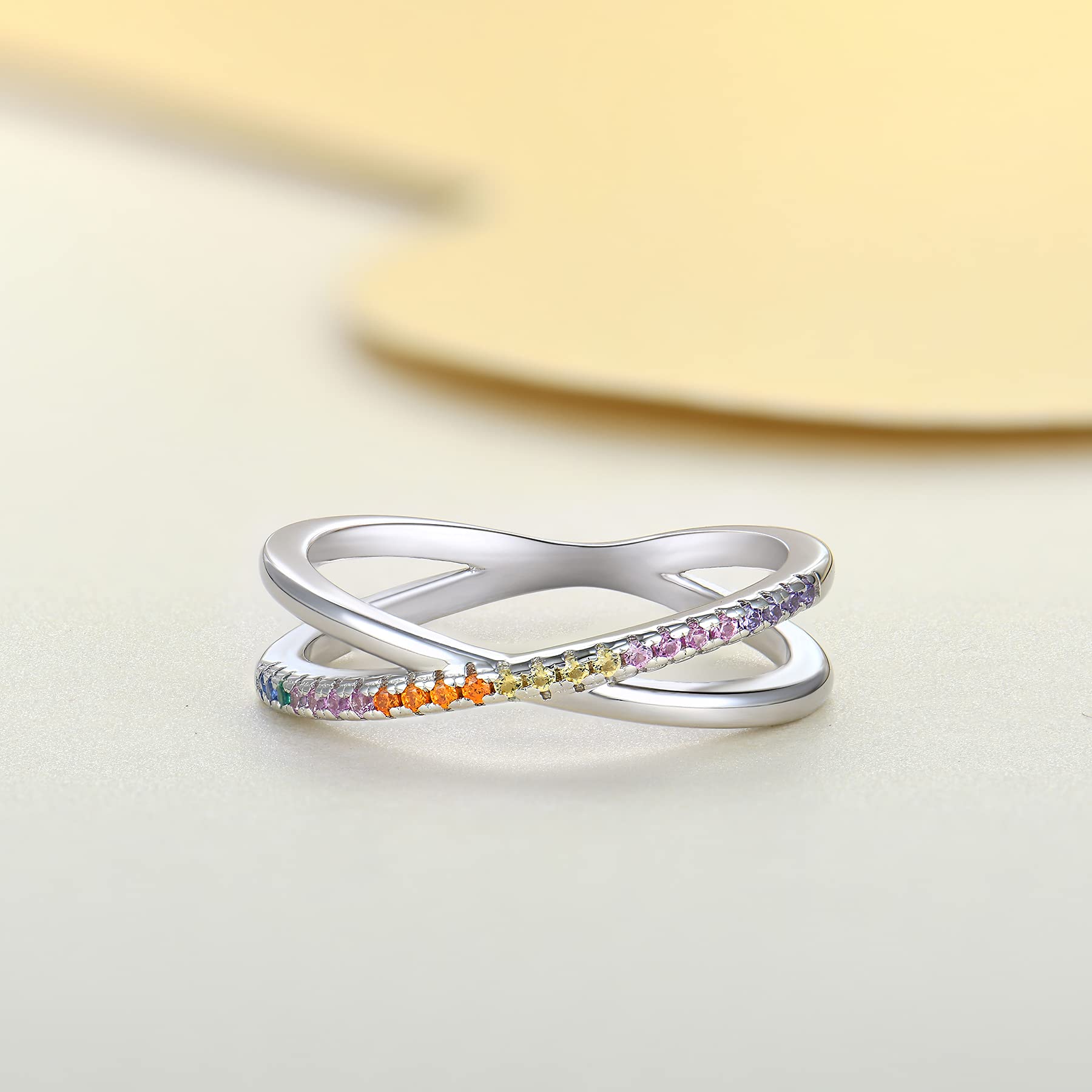 STARCHENIE Sterling Silver Criss Cross Wrap Ring for Women - Cubic Zirconia Wedding Band, Stackable Fashion Jewelry - Perfect for Date Night, Anniversary Gifts & Everyday Wear
