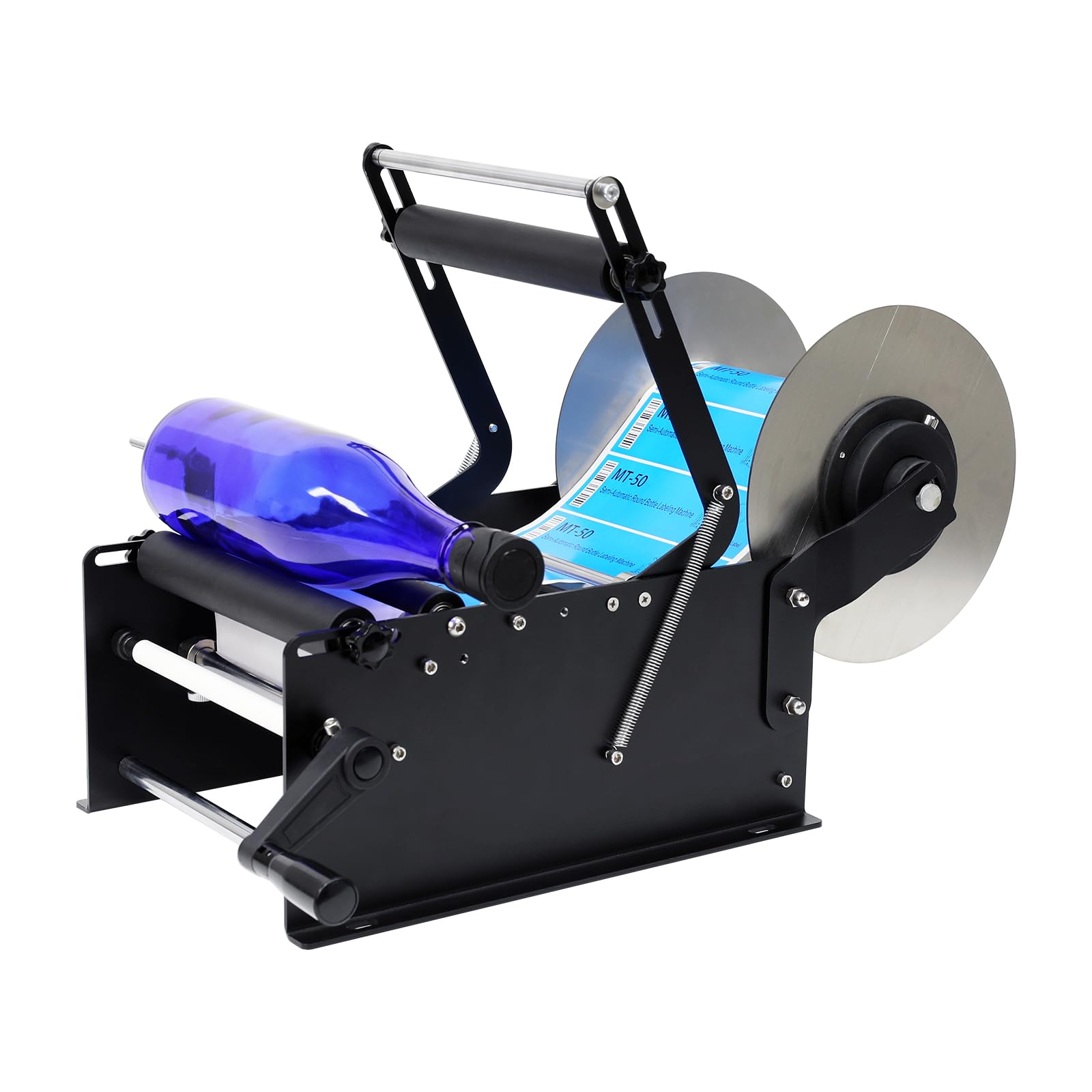 Manual Lager Size Round Bottle Labeling Machine - Wine Bottle Sticker Applicator for Home Brewing & Commercial Use