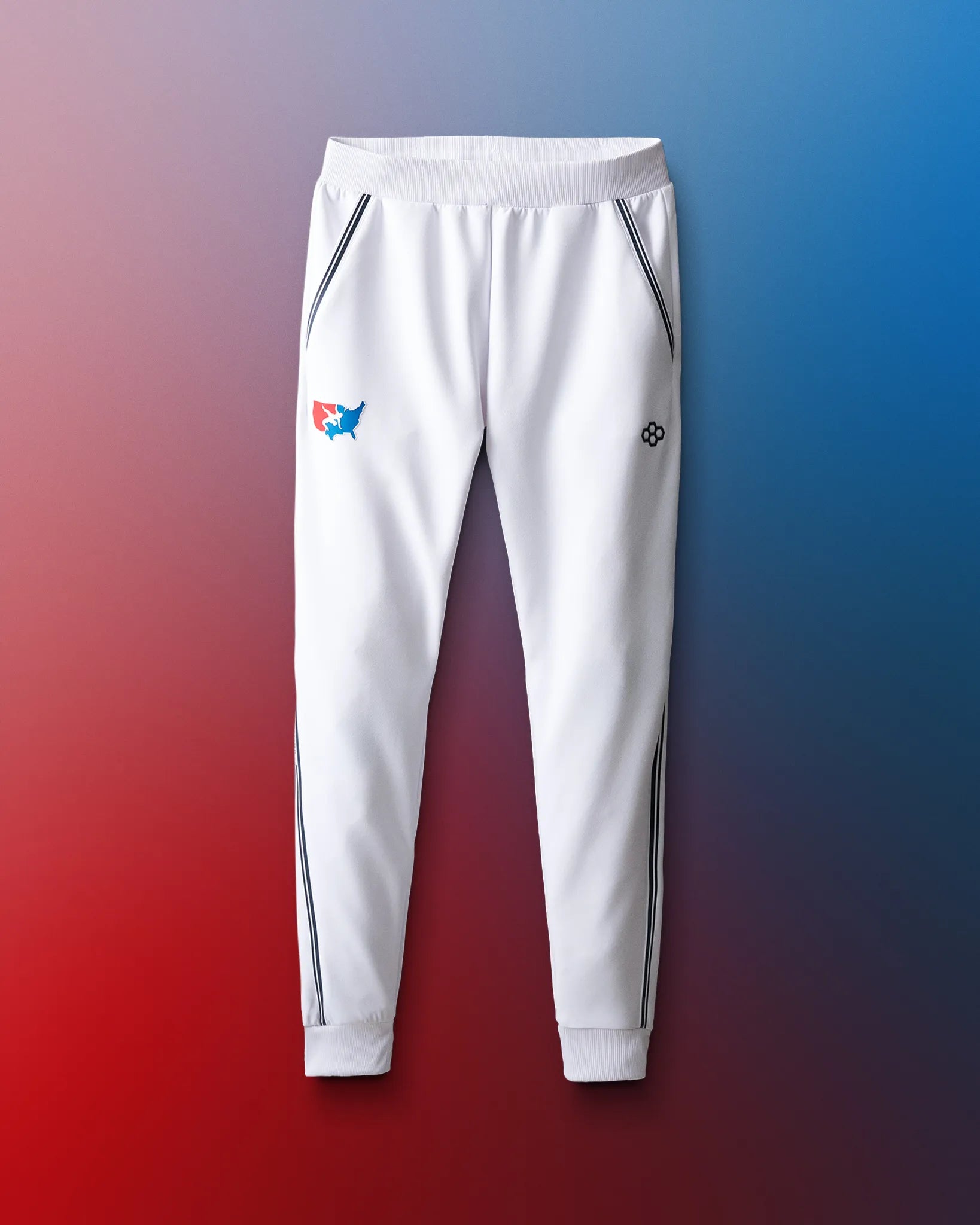 VIK USA Wrestling Chronicle Elite Jogger Pants - White | Comfortable Training & Gym Workout Pants for Men | Perfect for Wrestling Practice, Gym Sessions & Casual Wear