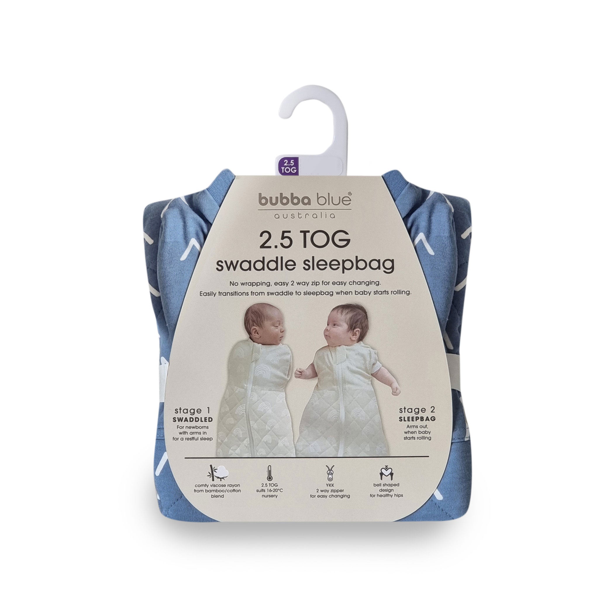 Nordic 2.5 TOG Swaddle Sleep Bag for Babies - Soft Denim Baby Sleeping Sack - Perfect for Nursery, Daycare & Travel